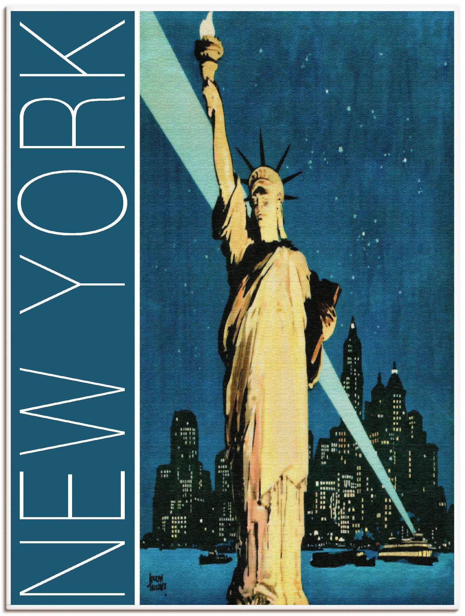 Leinwandbild, als oder Vintage Artland Wandbild Alubild, versch. York Poster Reiseplakat, (1 Amerika Größen in New St), Wandaufkleber