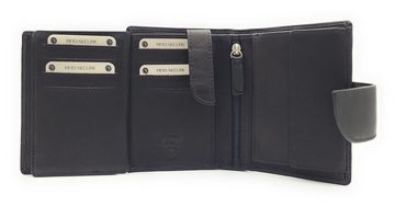 JOCKEY CLUB Geldbörse echt Leder Sicherheits-Portemonnaie mit RFID Schutz, Außenriegel, Innenriegel, Rindleder schwarz