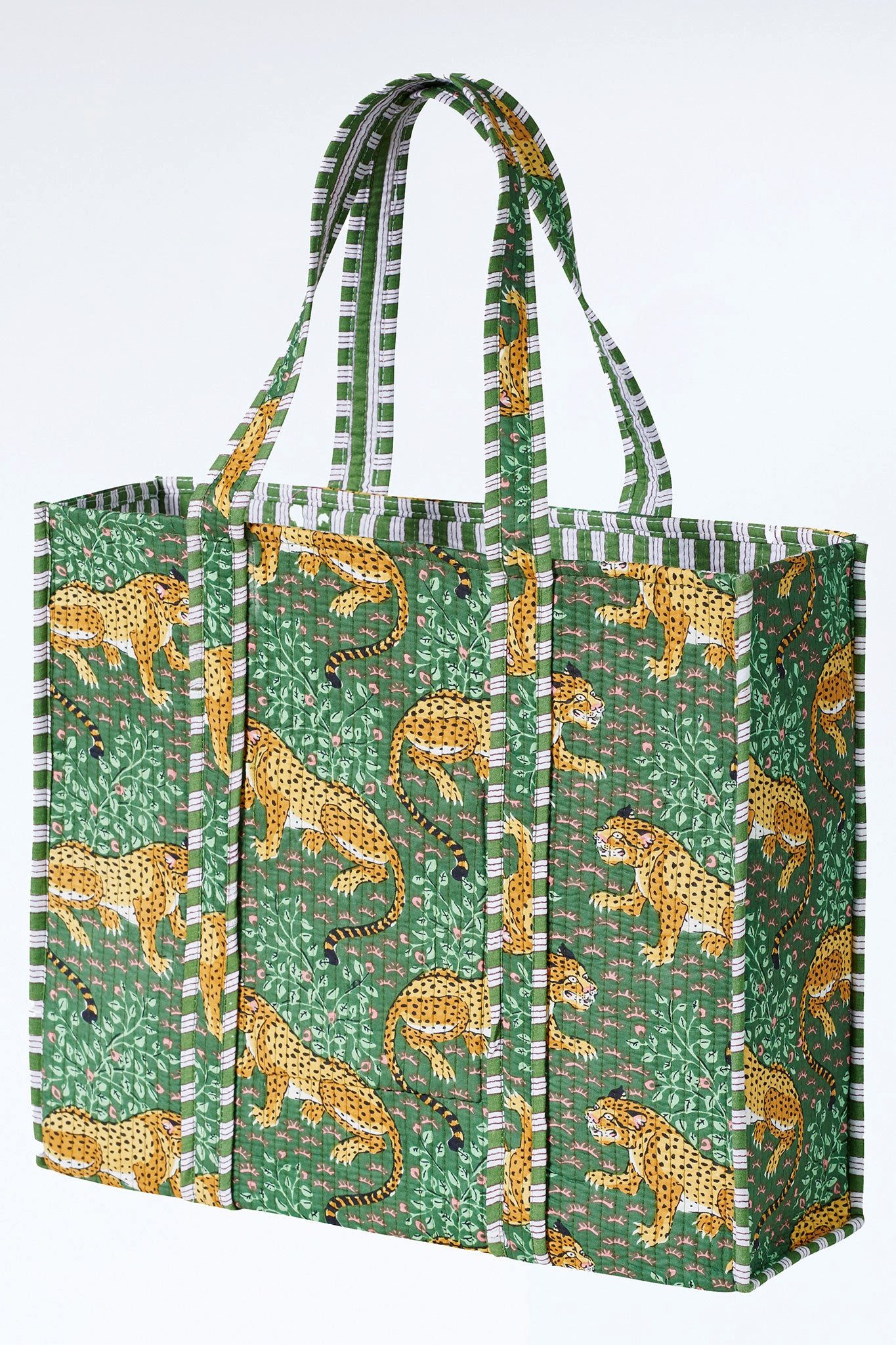 Himalaya Clothing Strandtasche Handtasche Damen groß mit lebendigem Muster und großzügigem Stauraum, Gesteppter Shopper mit integrierter kleiner Innentasche Motiv Leopard