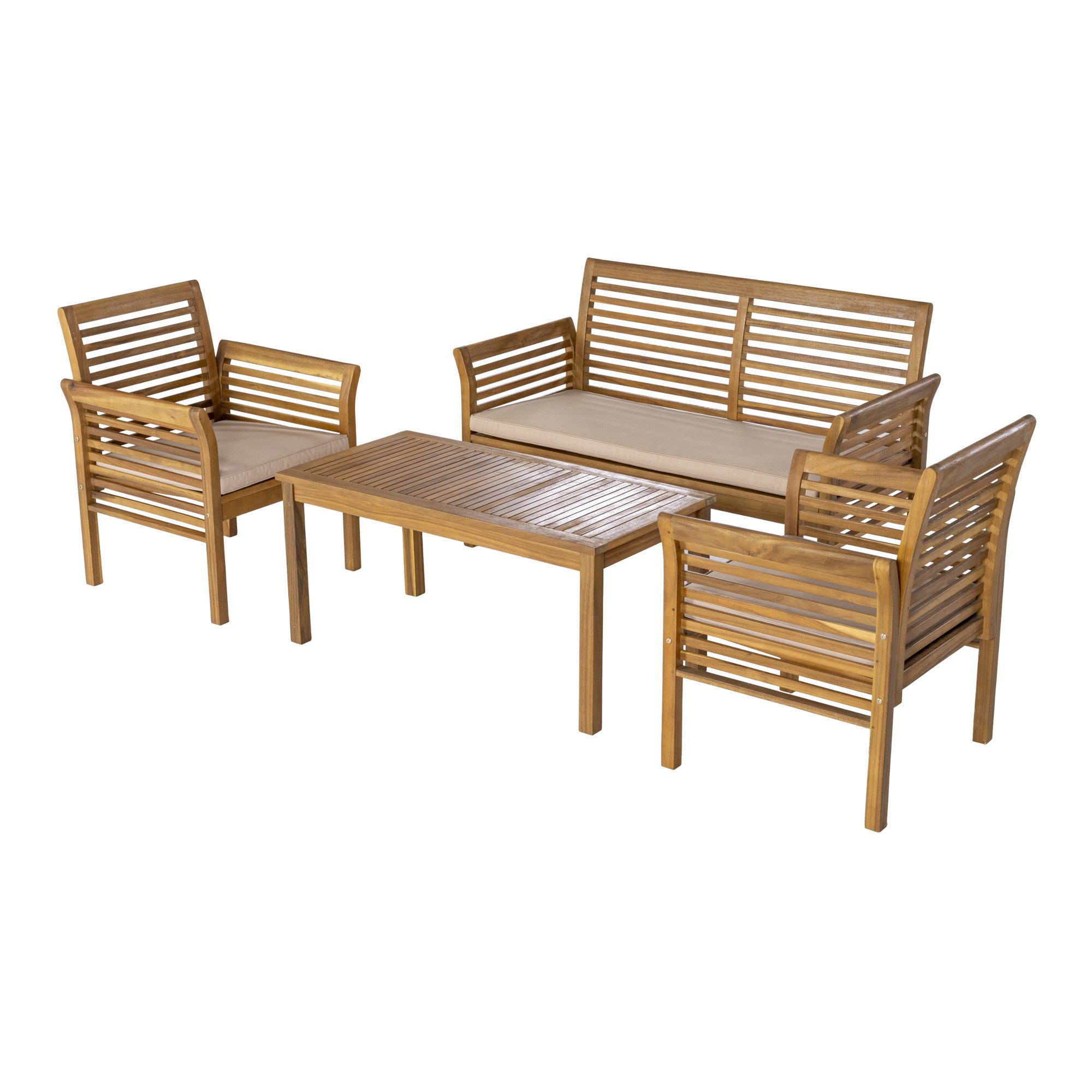 casa.pro Gartenlounge-Set, (4-tlg., 1 Tisch, 2 Stühle, 1 Sitzbank inkl. Kis günstig online kaufen