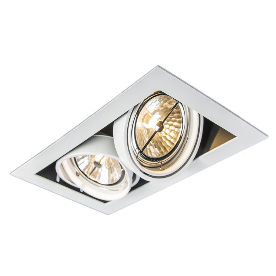 Qazqa LED Einbaustrahler Oneon, ohne Leuchtmittel, G53, Weiß, Design, Stahl, 2-flammig