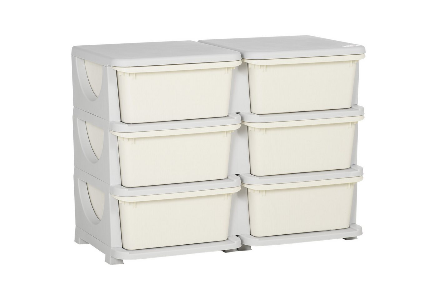 HOMCOM Spielzeugtruhe Schubladenschrank, Spielzeug-Organizer, sechs Ebenen, 3-6 Jahre (Spielzeugkiste, 1 St., Aufbewahrungsbox), für Kinderzimmer, Cremeweiß