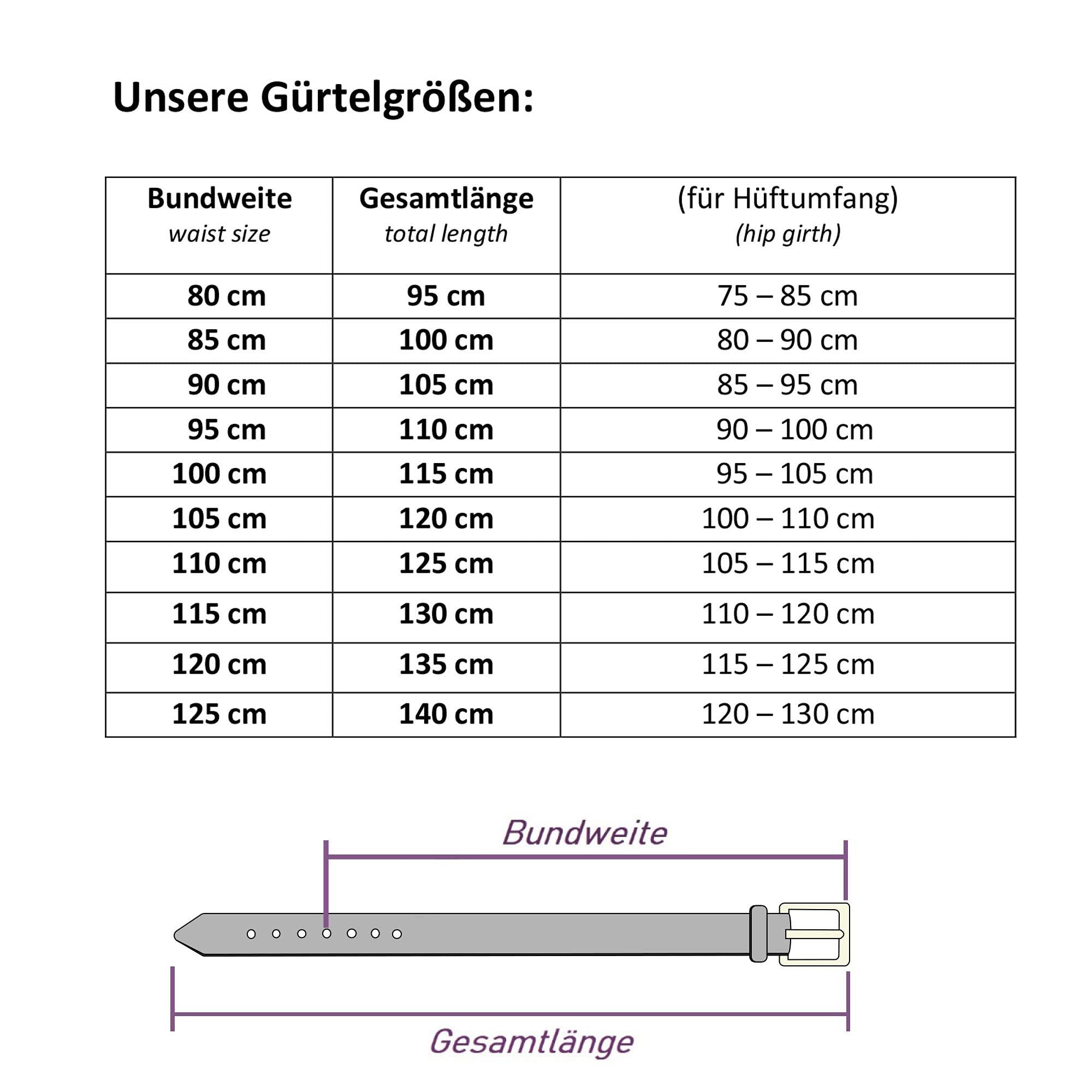 Frentree Ledergürtel aus 100% Echtleder, kürzbar, 3,5 MADE Leder, Schwarz cm Gürtel aus breiter IN GERMANY