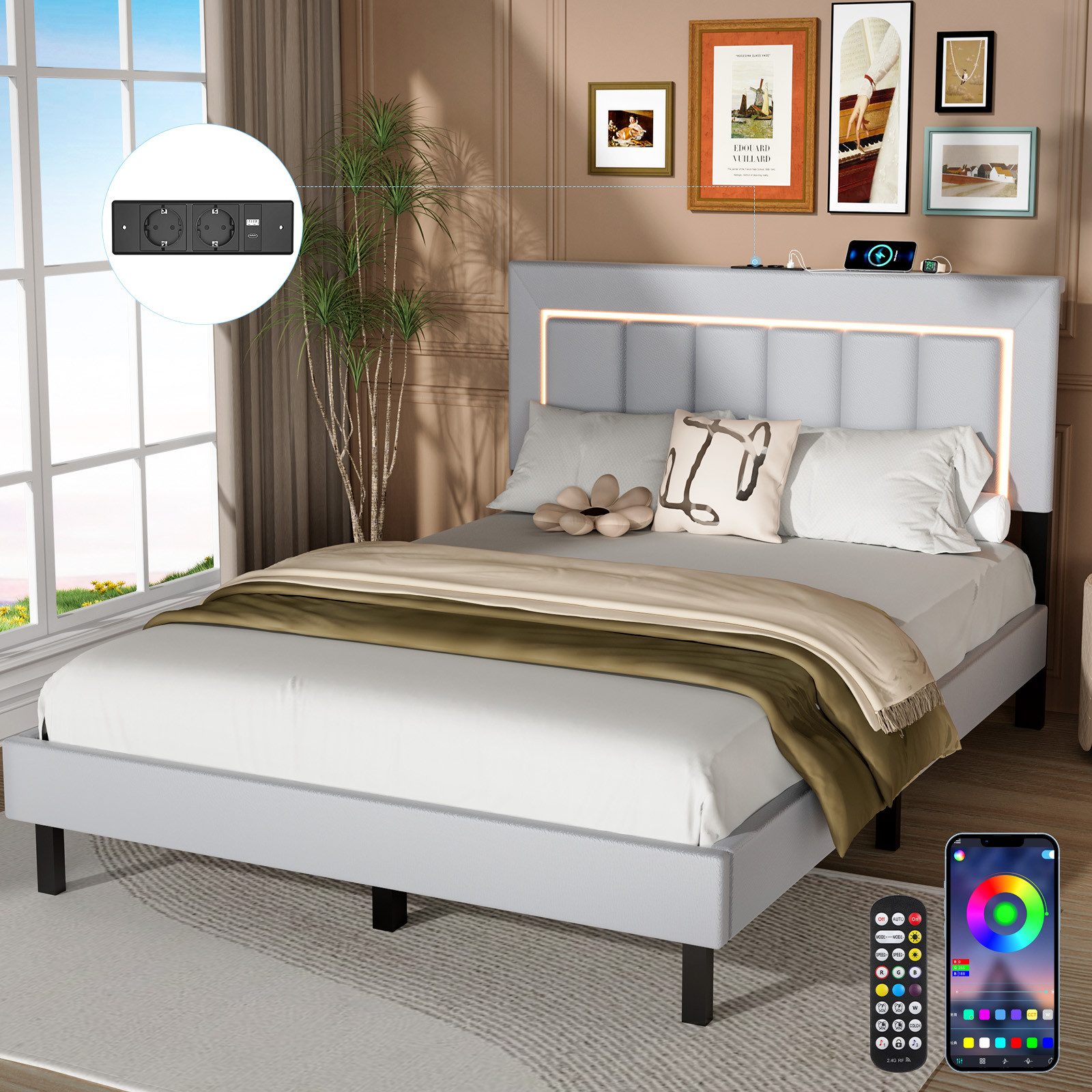 oyajia Polsterbett Bett Kinderbett Polsterbet Gästebett (Mit Lattenrost,PU- günstig online kaufen