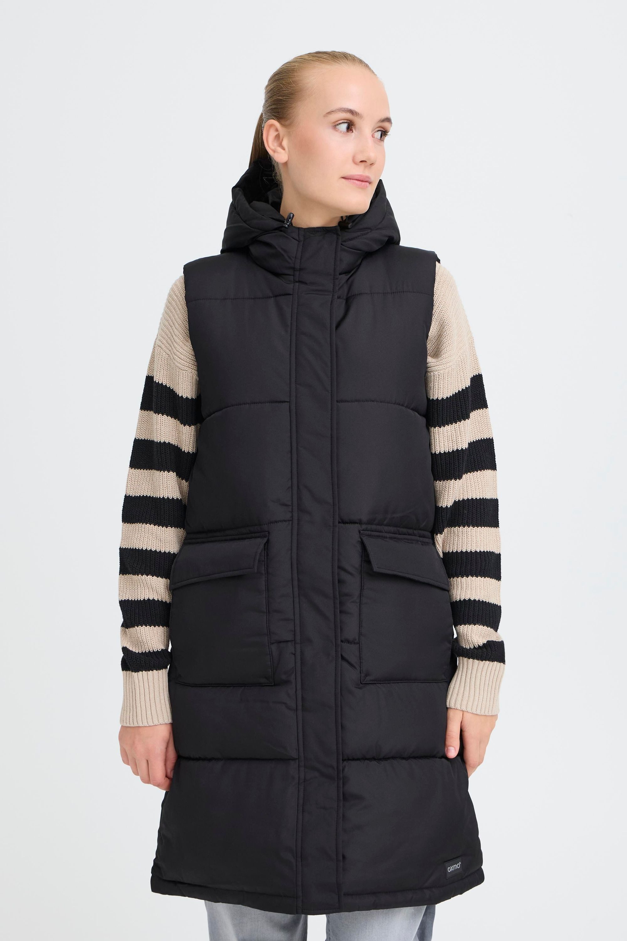 OXMO Steppweste OXMINNA LONG VEST Modische Steppweste mit Kapuze