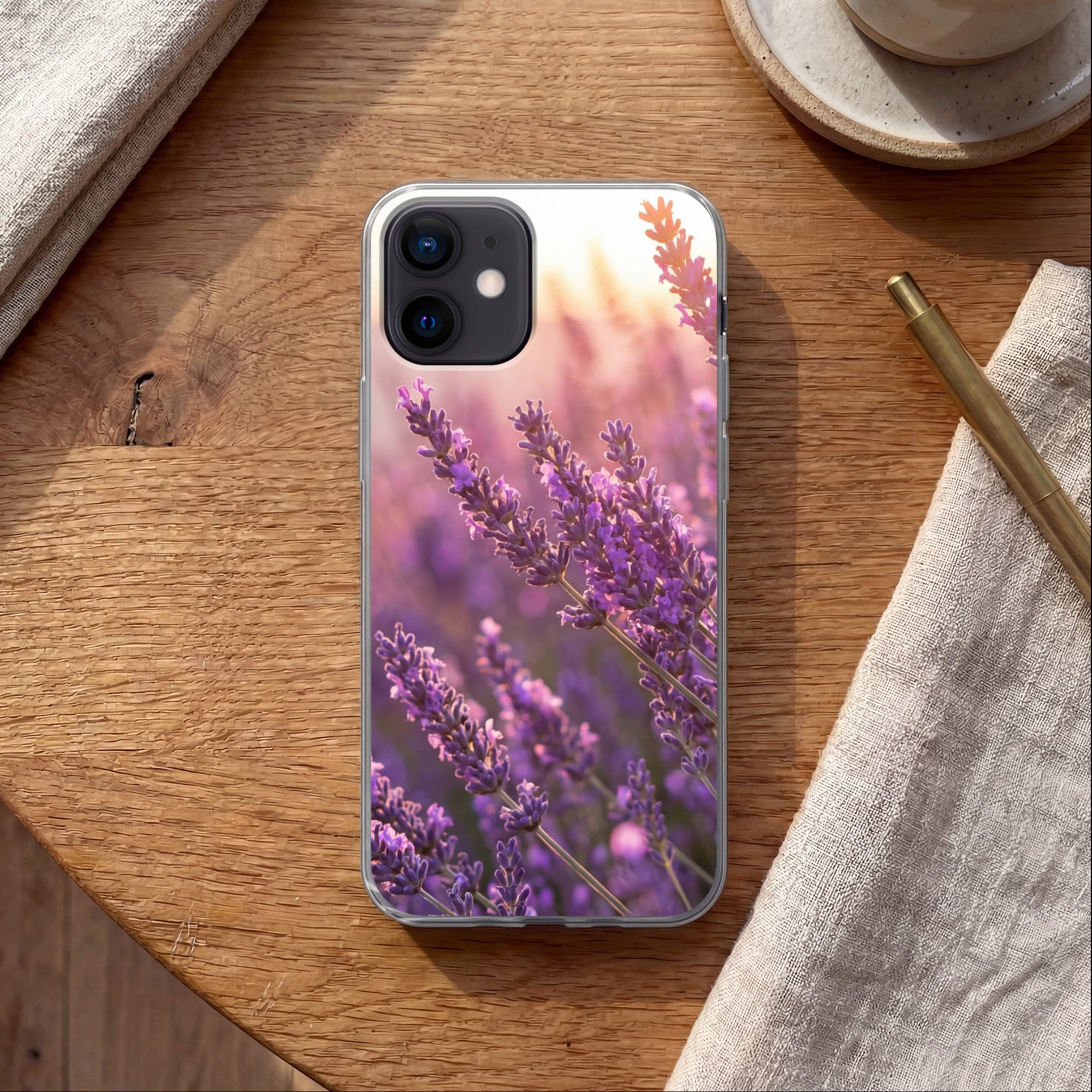 MuchoWow Handyhülle für Apple iPhone 12 Lavendel - Lila - Sonnenlicht, Smartphone-Bumper, Print, Handy Schutzhülle Dünn