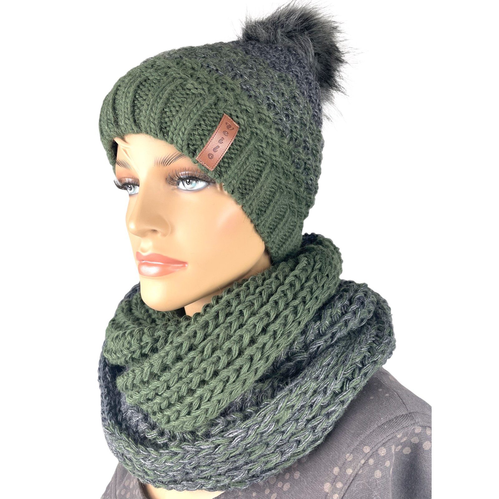 Taschen4life Bommelmütze Damen Mütze & Schal Set 36.64 (2 teilig, gestrickt günstig online kaufen