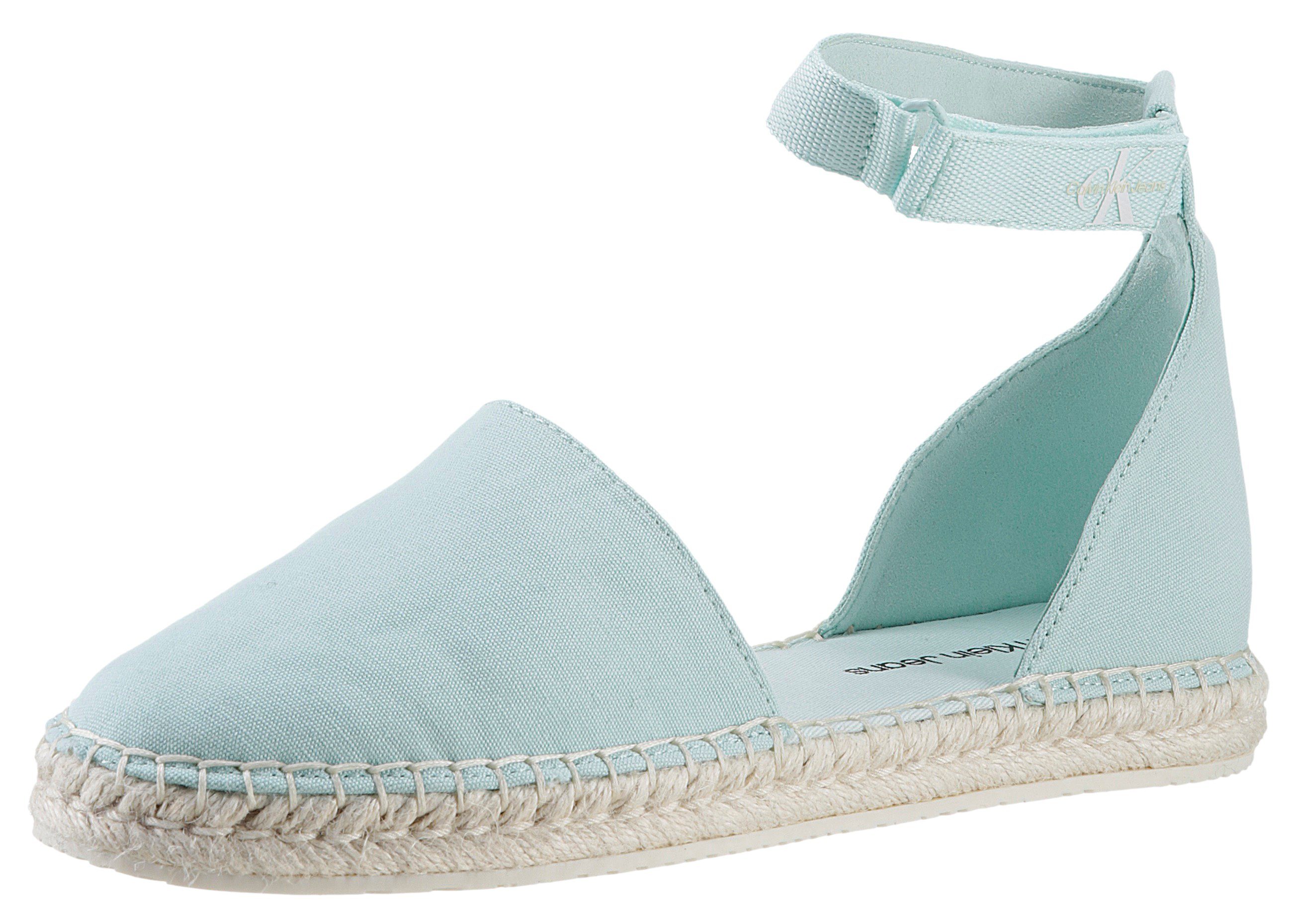 Calvin Klein Jeans EMMA 5C *I Espadrille Strandschuh, Sommerschuhe, Sandale mit Klettriemchen und Juteabsatz