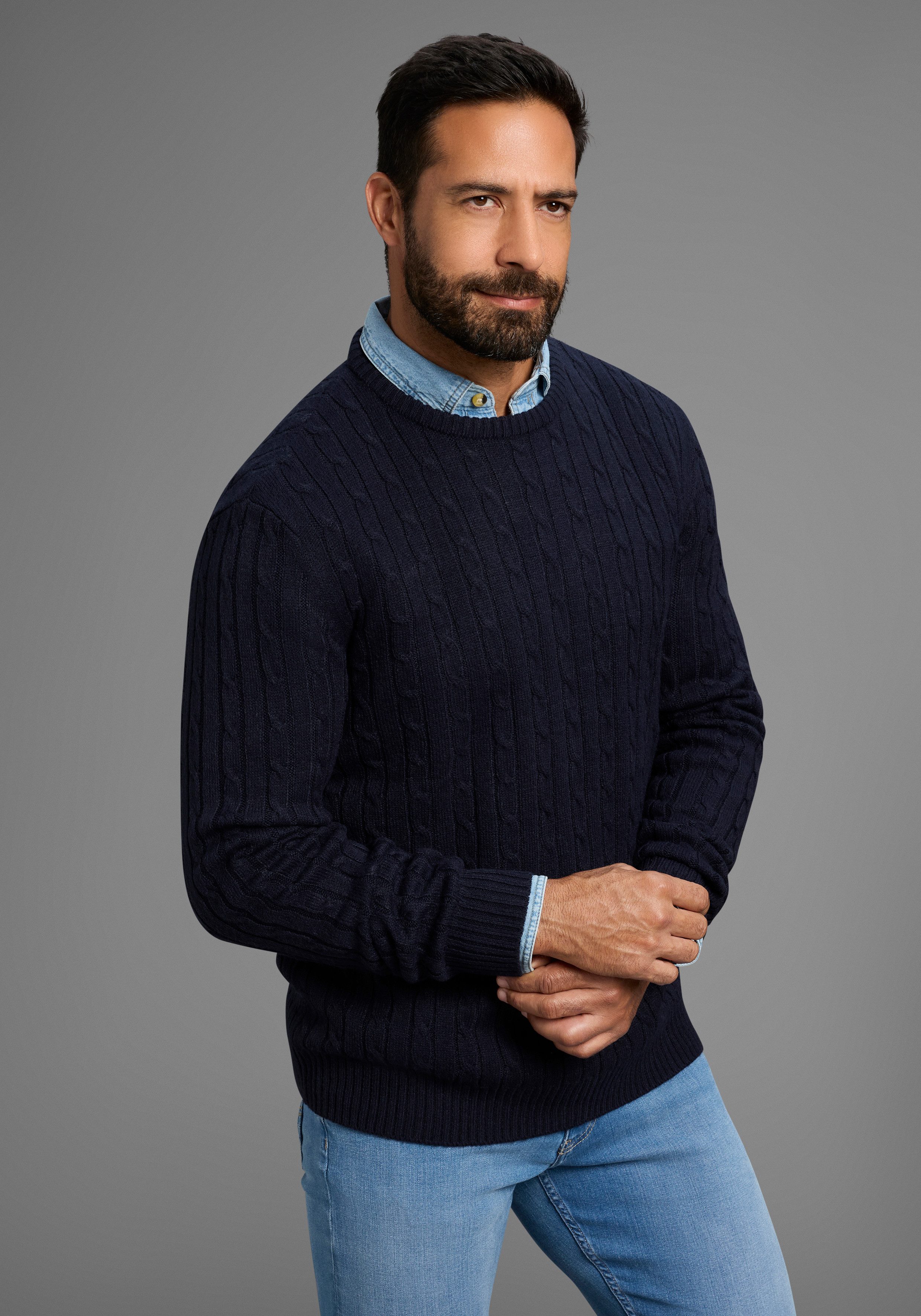 Man's World Rundhalspullover Neue Kollektion! mit günstig online kaufen