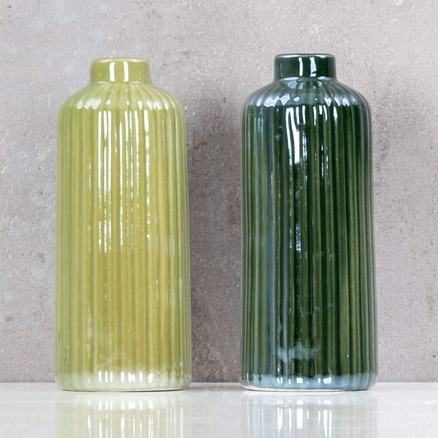 2er Set Porzellan Tischdeko Levandeo® Dekovase, H14cm Vase 1 Frühling Blumenvase Grün Variante