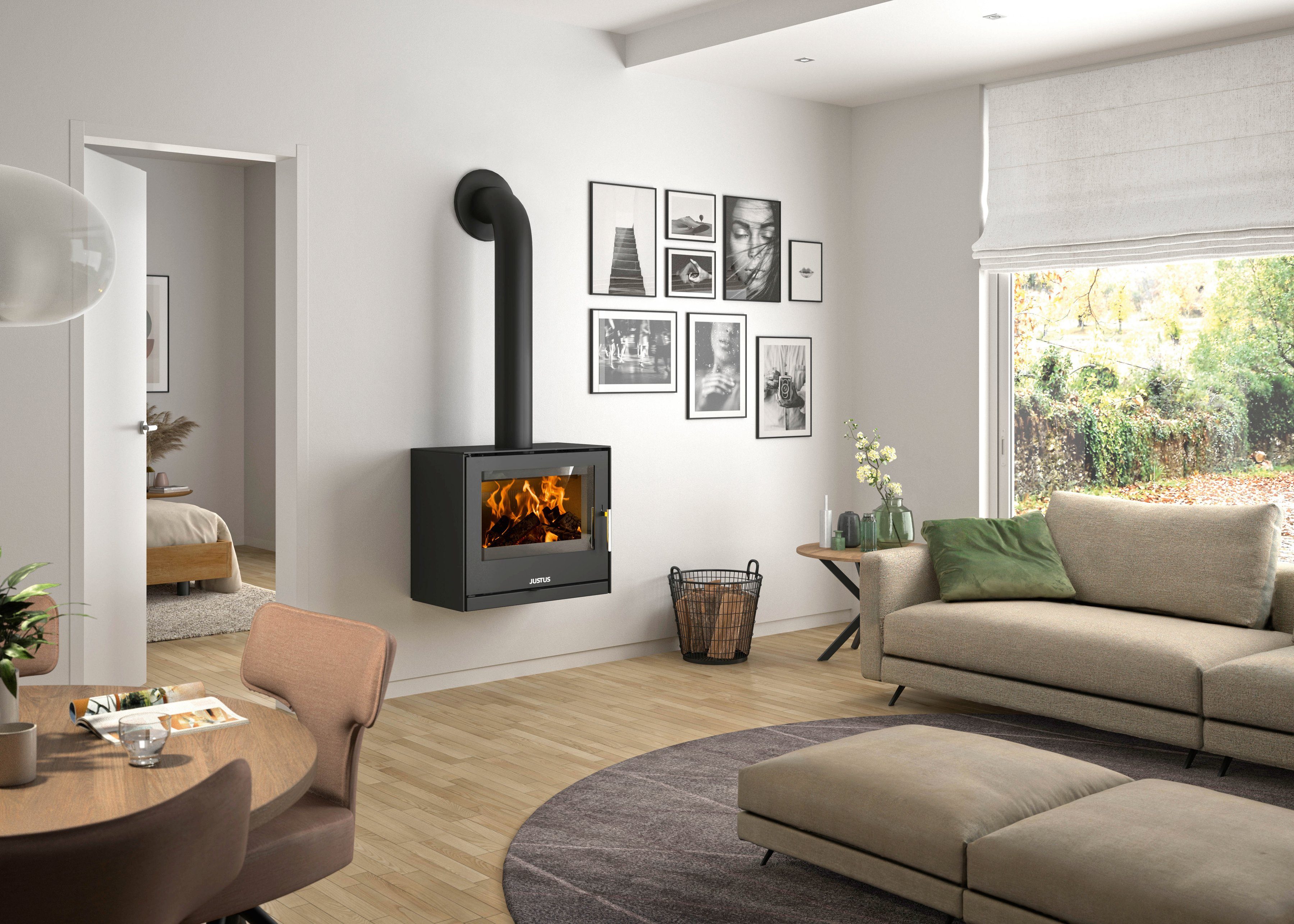 JUSTUS Kaminofen Dias, 6,5 kW, Zeitbrand, Baukasten-System, ohne Standfüße