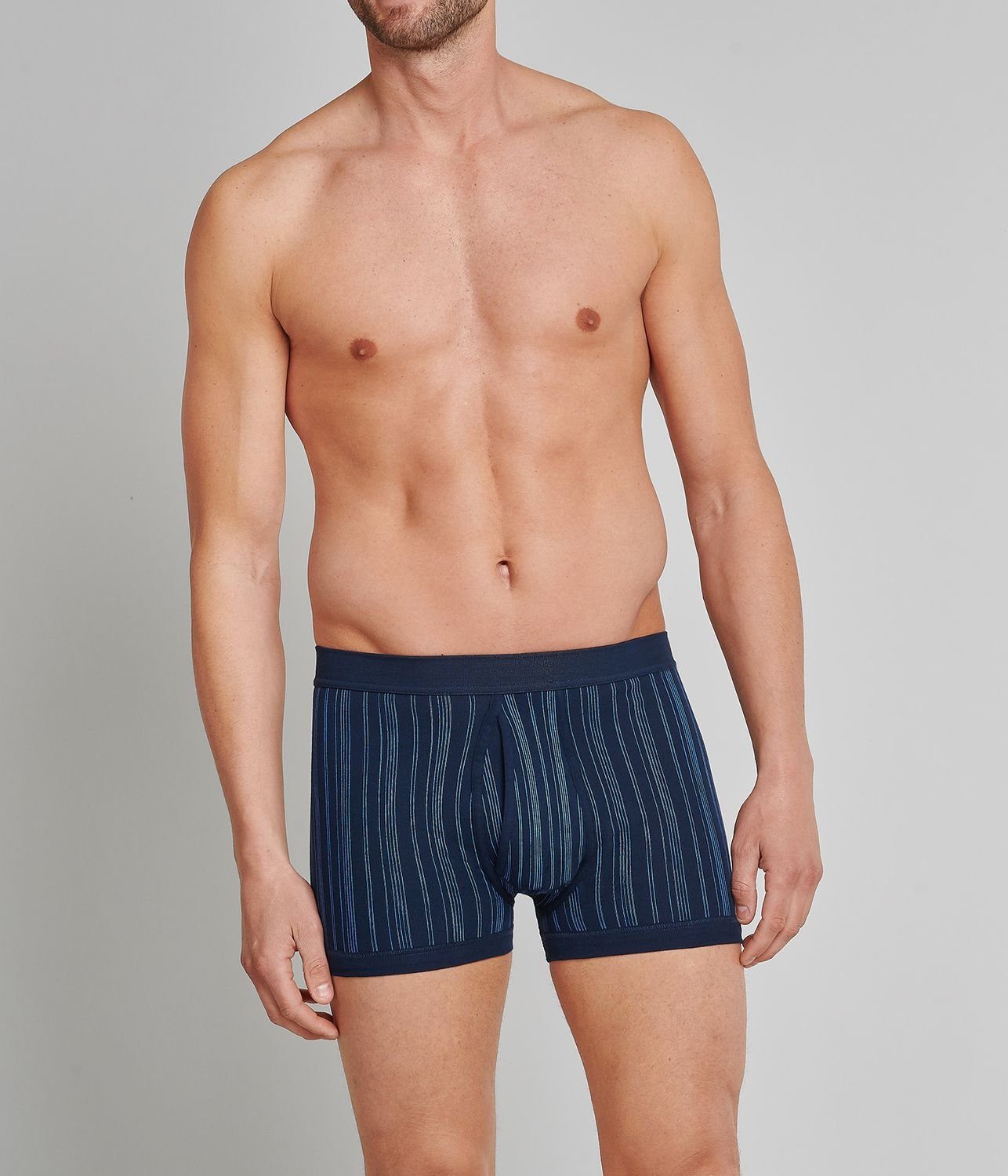 Schiesser Boxershorts Original Classics mit (4-St) Pack im 4er Streifen-Muster, Eingriff, Navy