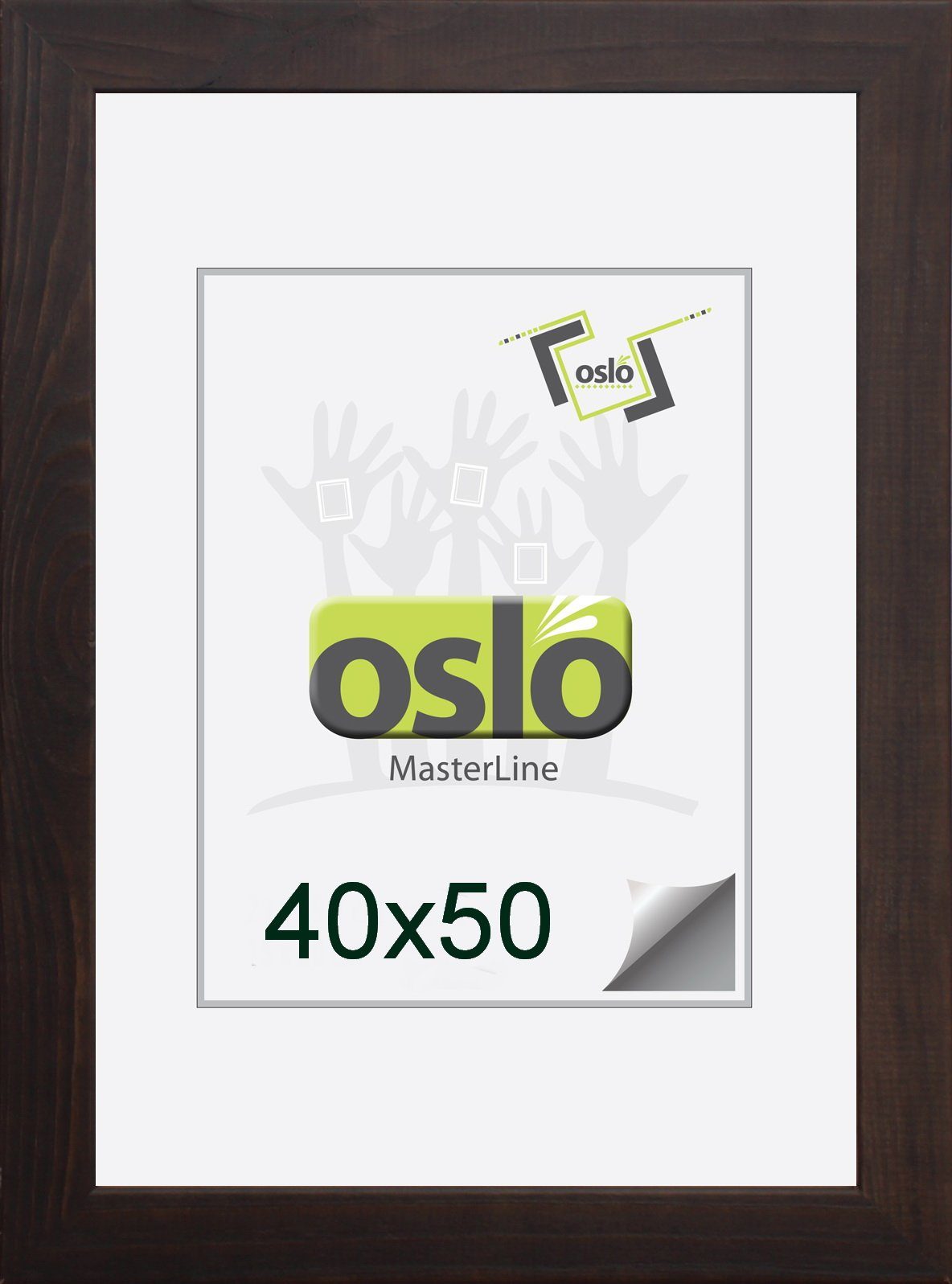 Oslo MasterLine Einzelrahmen Bilderrahmen 40 x 50 cm Holz massiv FSC Echtglas Hoch- und Querformat, Portraitrahmen dunkelbaun / schoko dunkelbraun