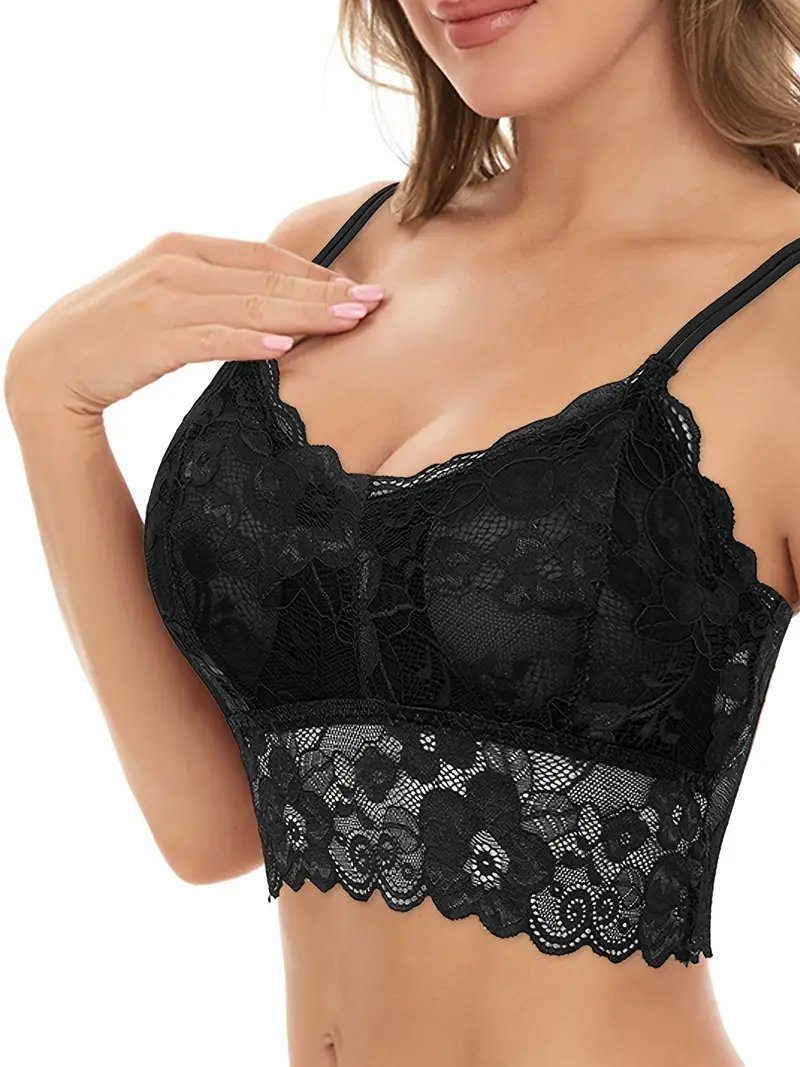 Elegant Love Push-up-BH Sexy Bra,Floraler Spitzen-Push-up, Drahtloser BH, Ausgehöhltes Dessous (1-tlg) Elegante Spitzen Lingerie, Unterwäsche für Damen