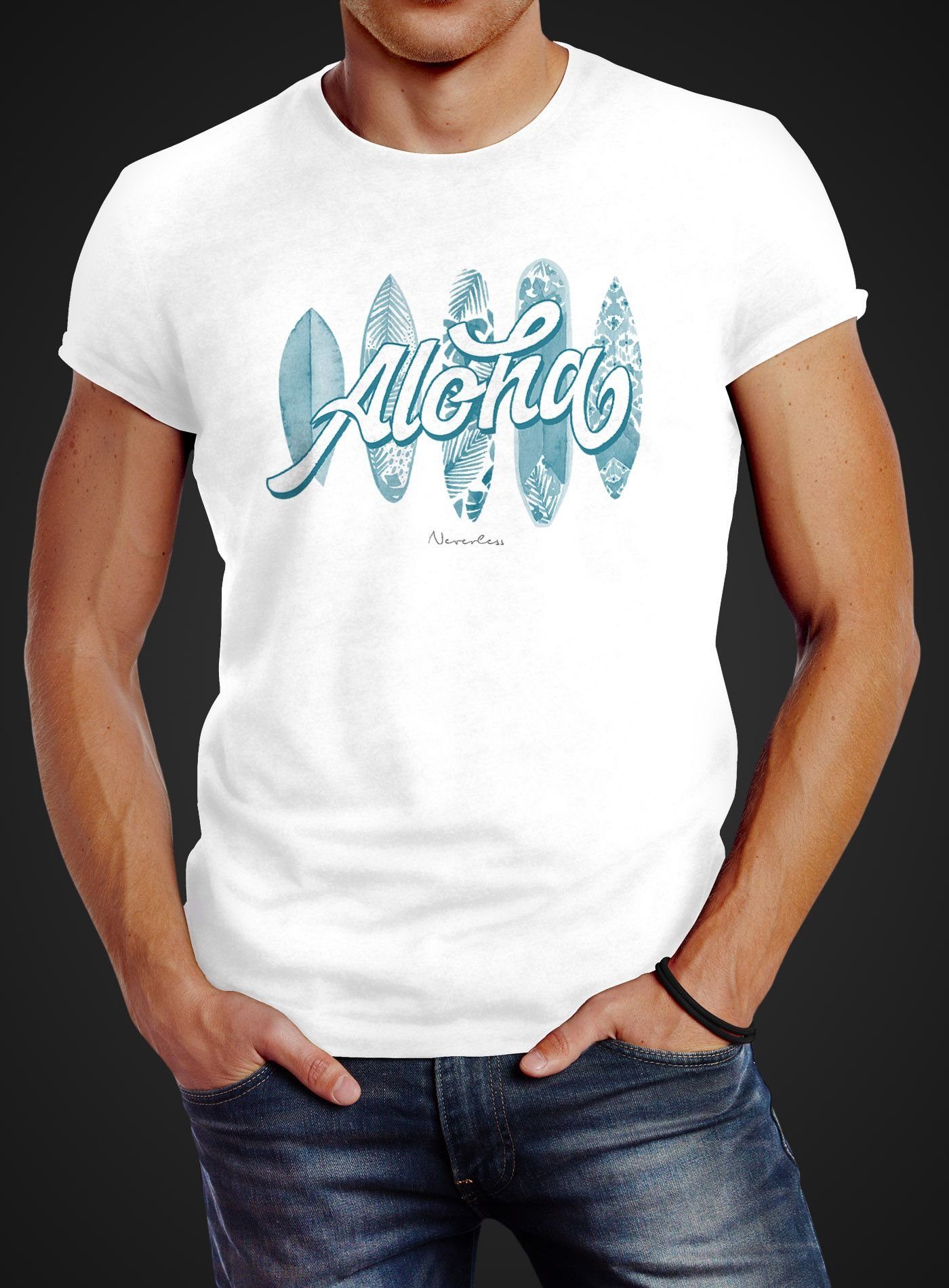 Neverless Print-Shirt Herren T-Shirt Aloha Surf günstig online kaufen