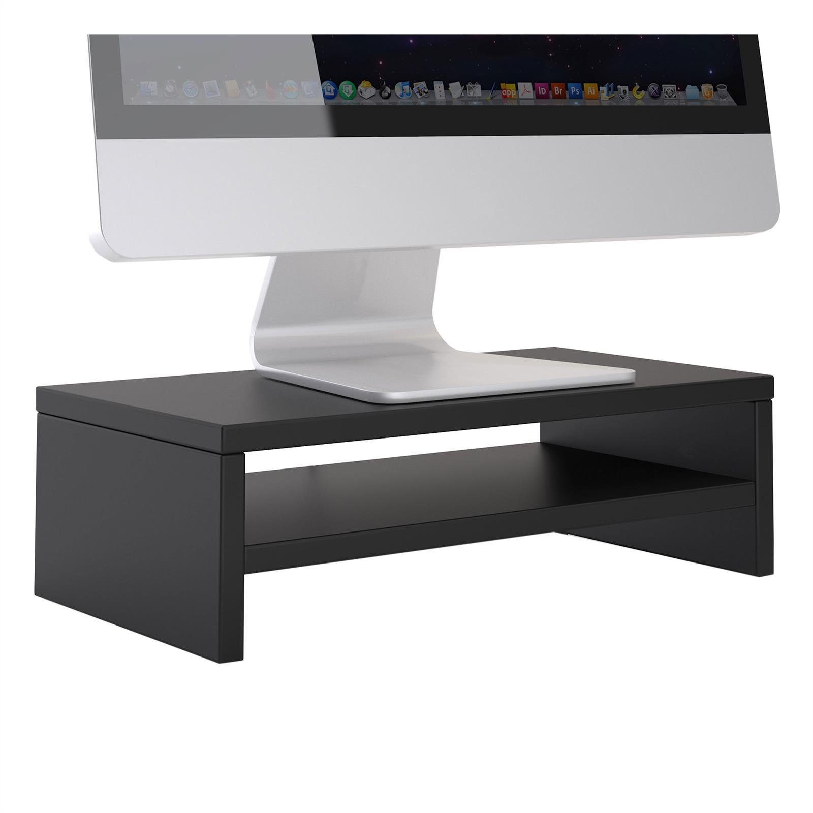 CARO-Möbel inkl. Schreibtischaufsatz schwarz SUBIDA, Ablagefach Monitorständer Monitorerhöhung Bildschirmaufsatz