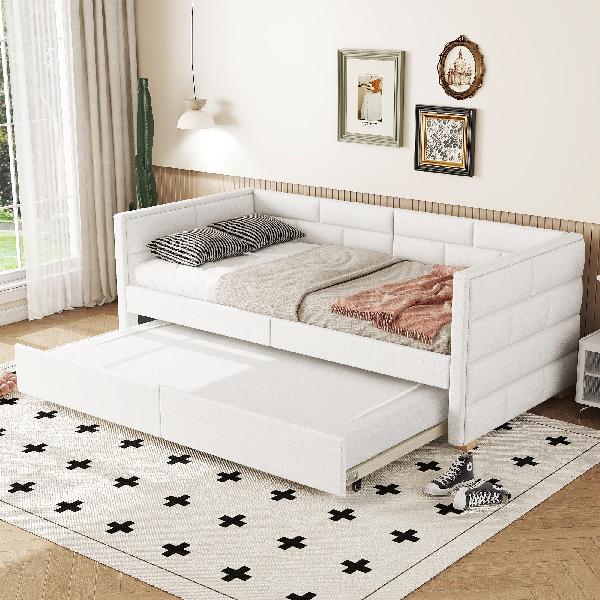 HAUSS SPOLE Polsterbett 90x200cm mit ausziehbarem Bett, minimalistisches St günstig online kaufen
