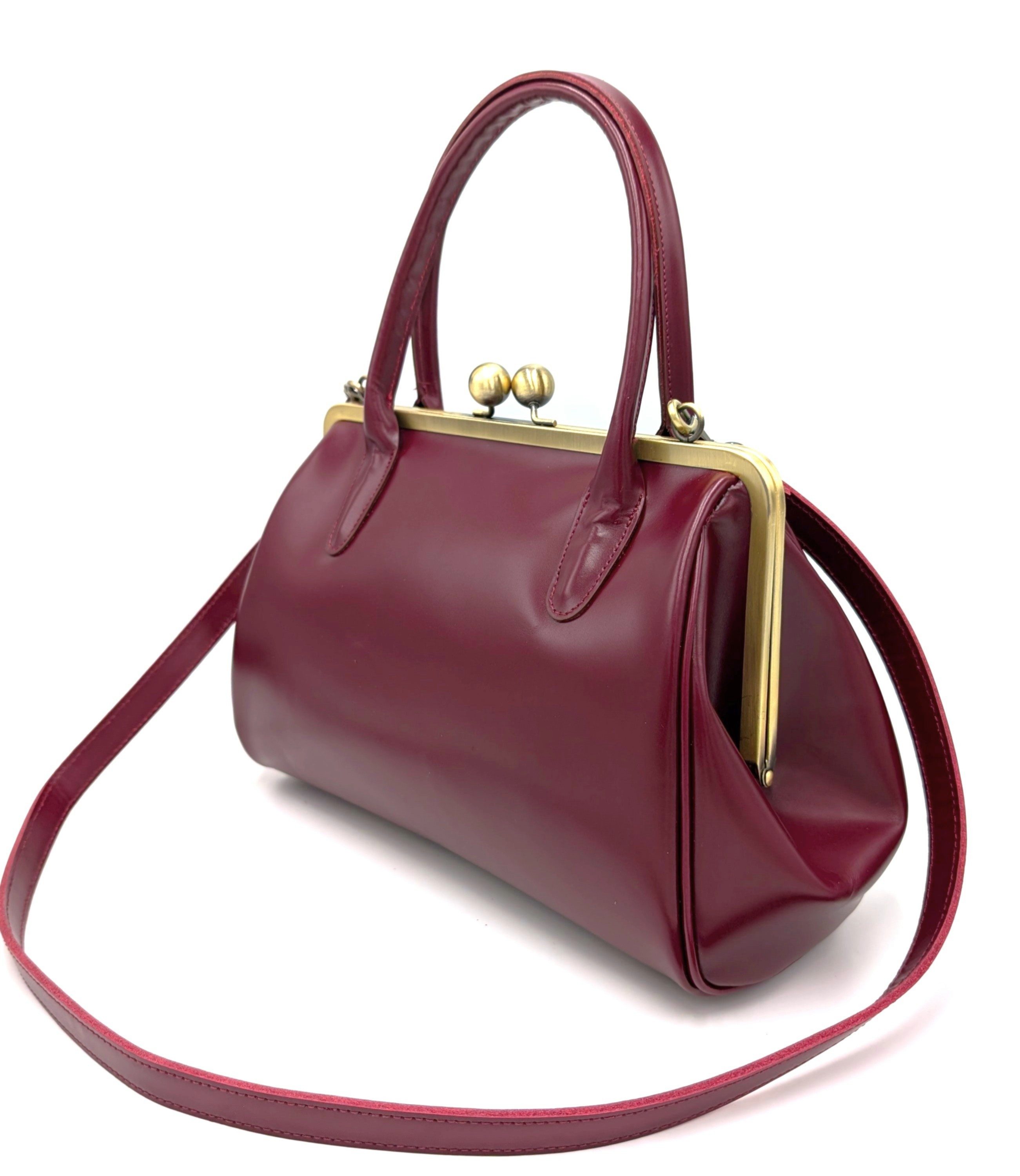 Taschenkinder Handtasche Henkeltasche Vintage Ledertasche "Sophie" Schultertasche, Echtes Leder