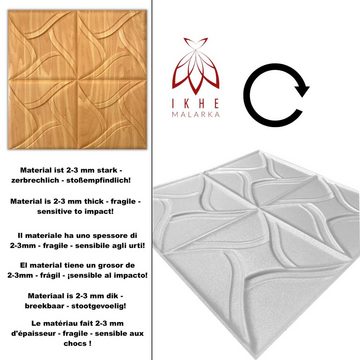 IKHEMalarka 3D Wandpaneel aus Polystyrol Styropor XPS Holzoptik, 0,25 qm, Paneelen für Decken Wand 50x50cm 3mm Stärke