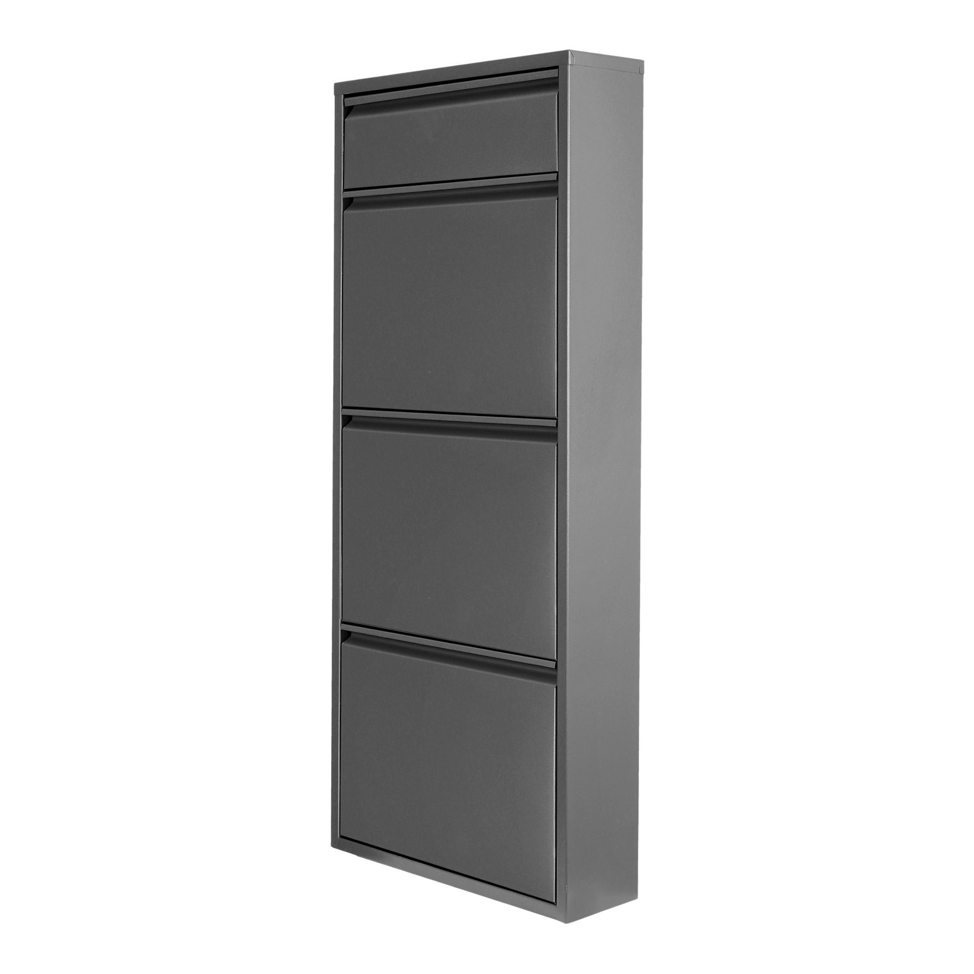 en.casa Schuhschrank »Sokndal« mit 3+1 Klappen Metall Grau