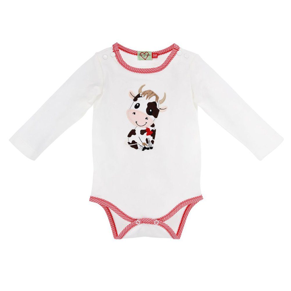 93773, BONDI BONDI Wei Langarm 'Kuh' Strampler Offwhite Baby Body