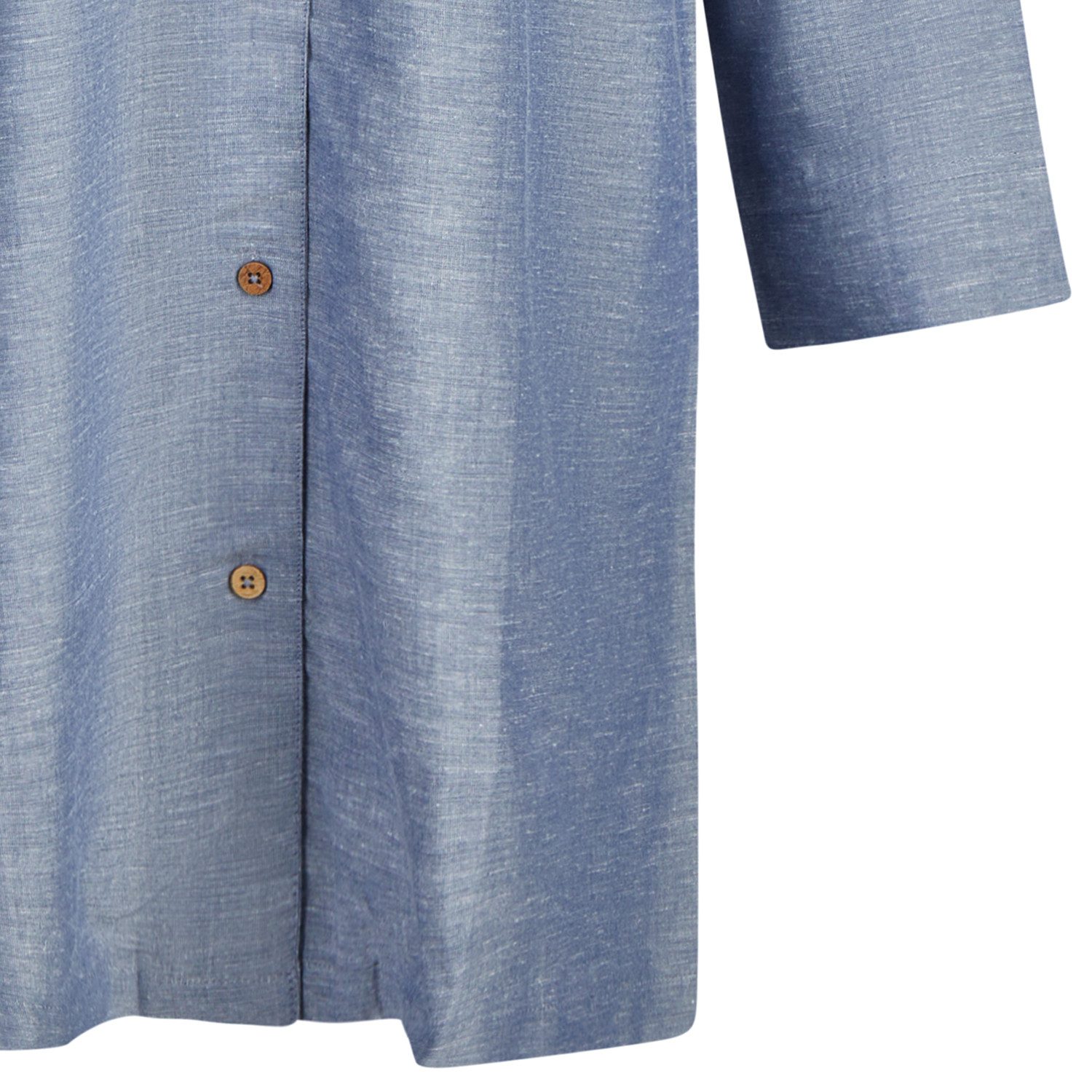 By Louise Nachthemd Icy Embrace (Set, 1-tlg., 1-teilig) Damen Sleepshirt ca.95cm lang Langarm Leinenstruktur geknöpft