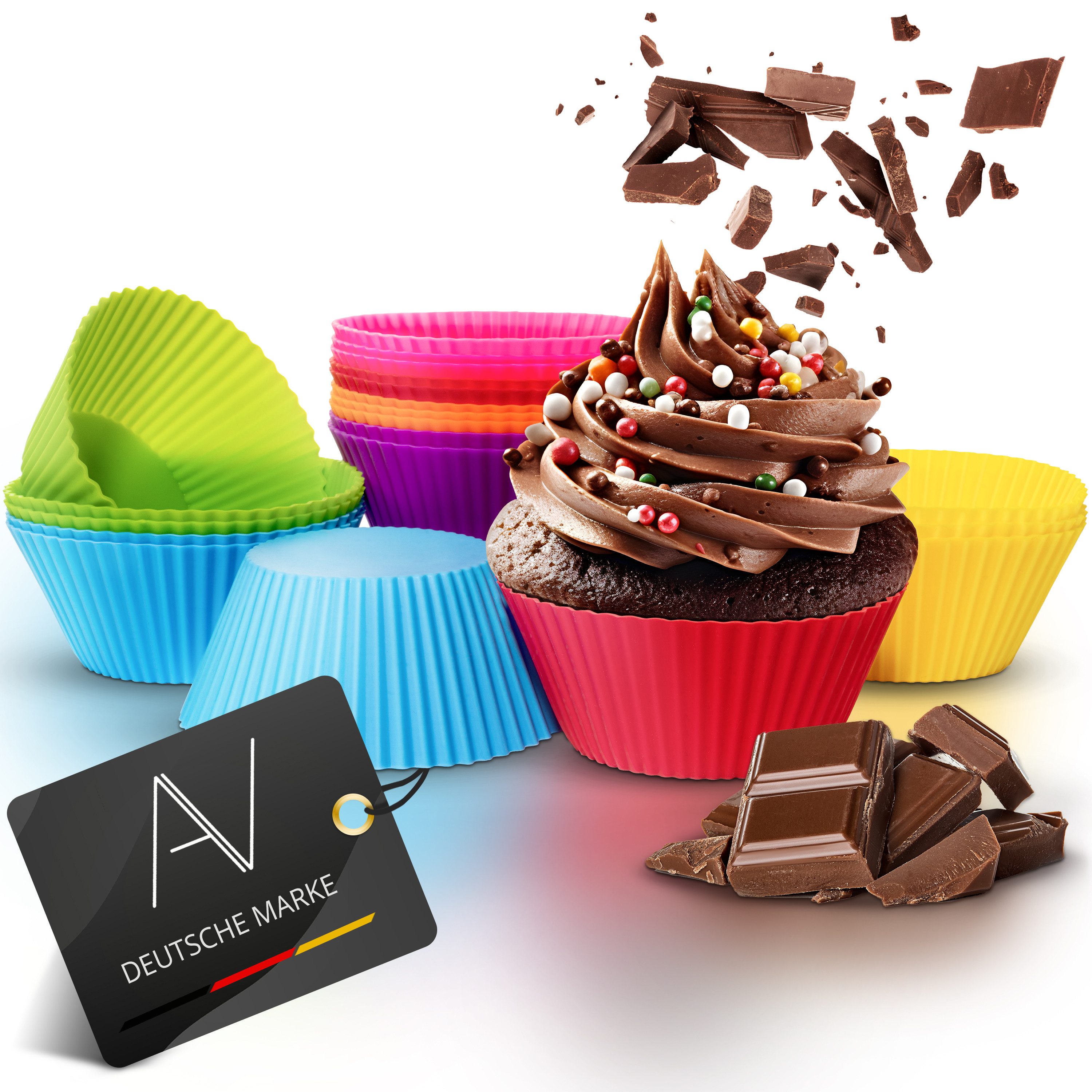 AVANA Muffinform aus Silikon Große Muffinformen Muffinförmchen Cupcake Backformen, (20-tlg), Antihaftbeschichtung, BPA-frei, 7 Farben