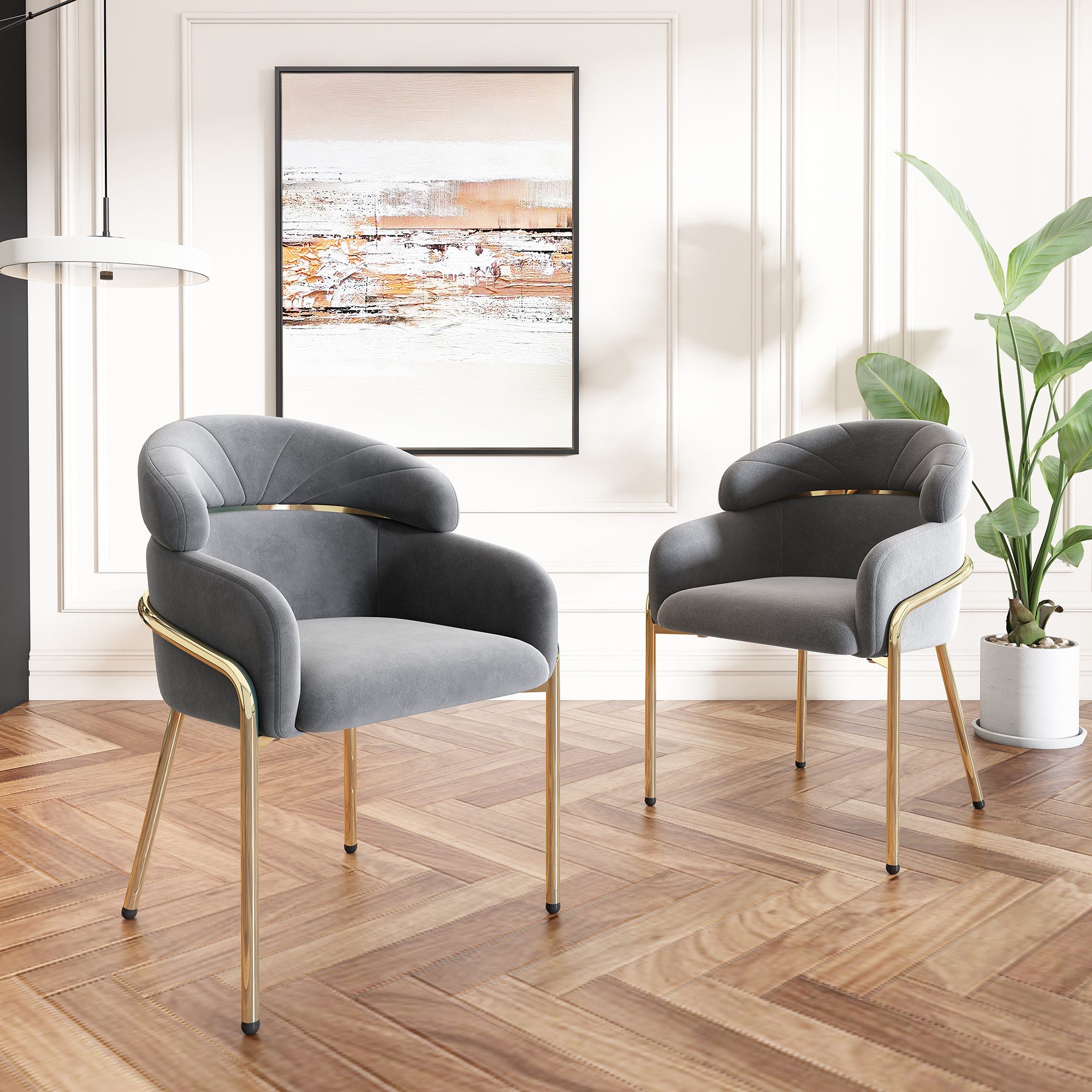 PODOFO Polsterstuhl Polsterstuhl Esszimmerstuhl Schlafzimmer mit vier Metallbeinen, Samt, Luxus