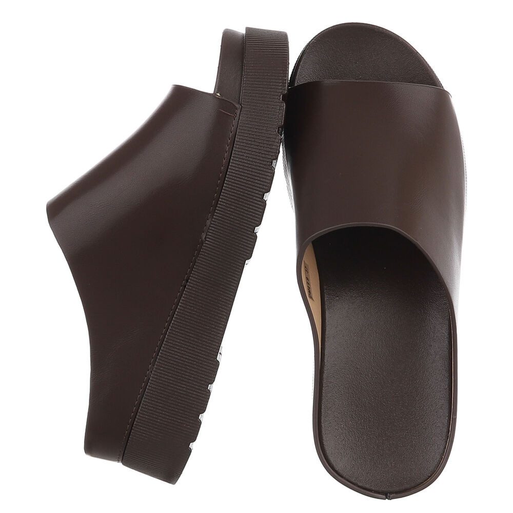 Ital-Design Damen Plateau Sandale Slip-on mit offener Zehenpartie Plateausandaletten (91849185) Keilabsatz/Wedge Keilsandaletten in Braun