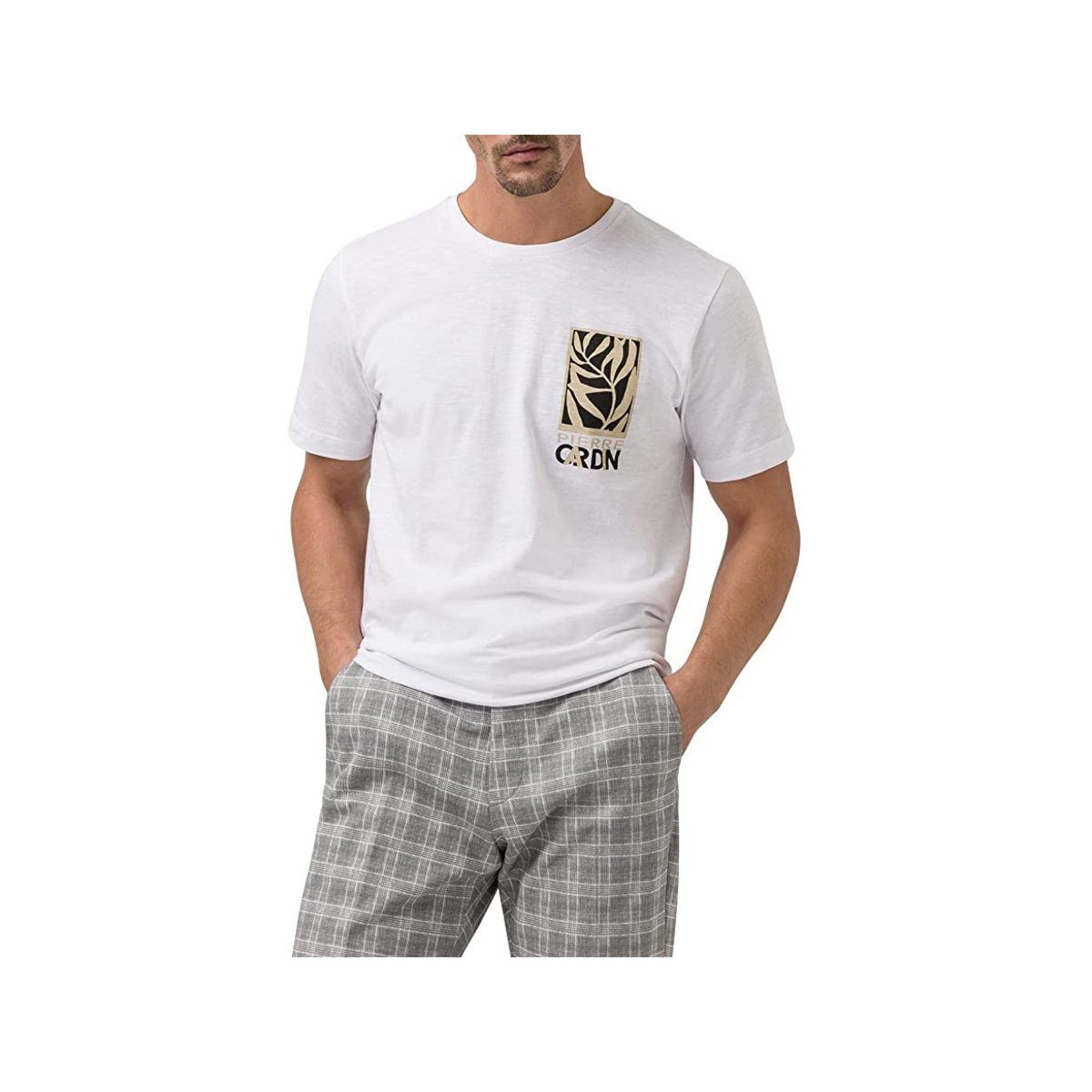 Pierre Cardin T-Shirt weiß regular fit (1-tlg)