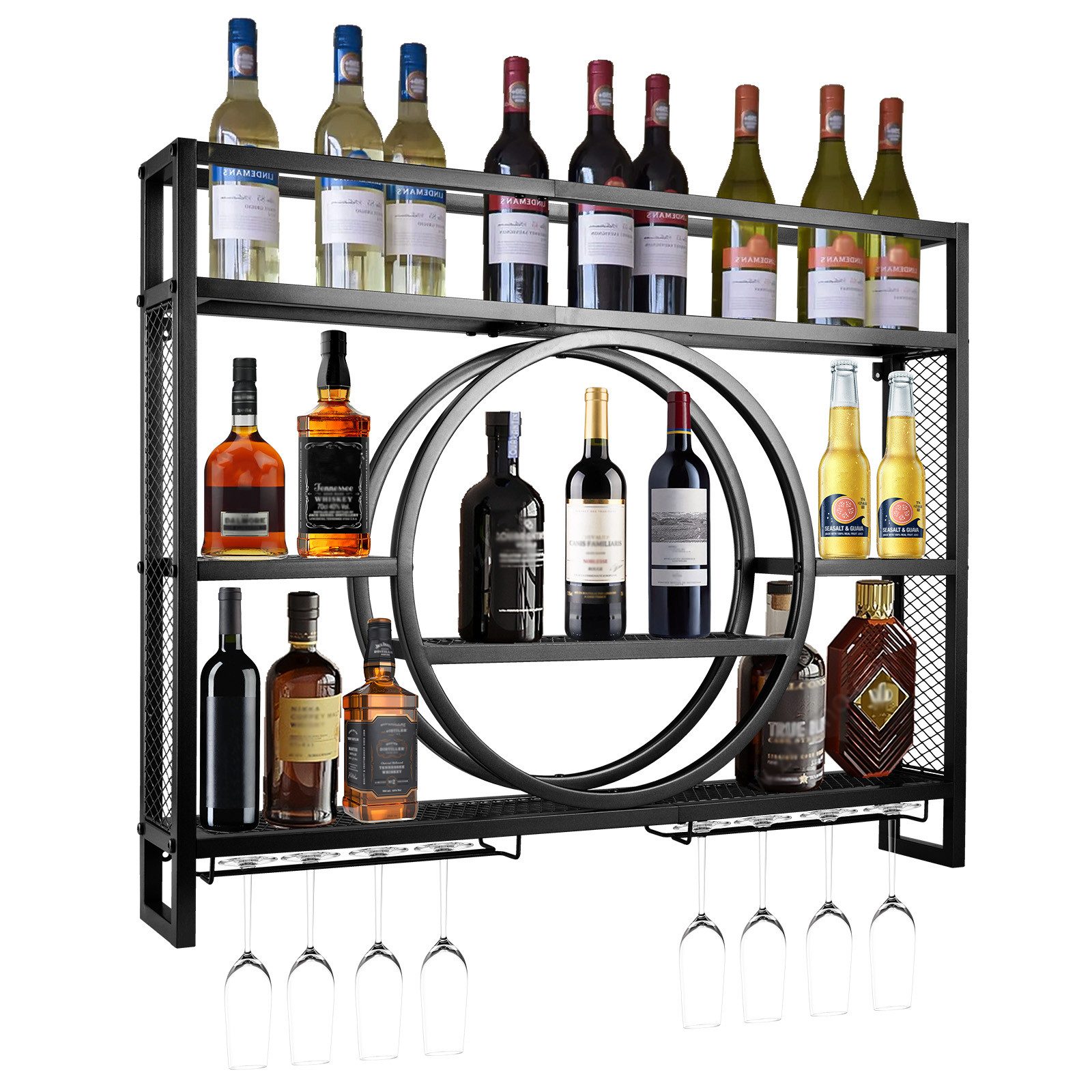 XERSEK Weinregal Wandmontage Metal Glasregal 120x80x15cm Weinhalter mit Reg günstig online kaufen