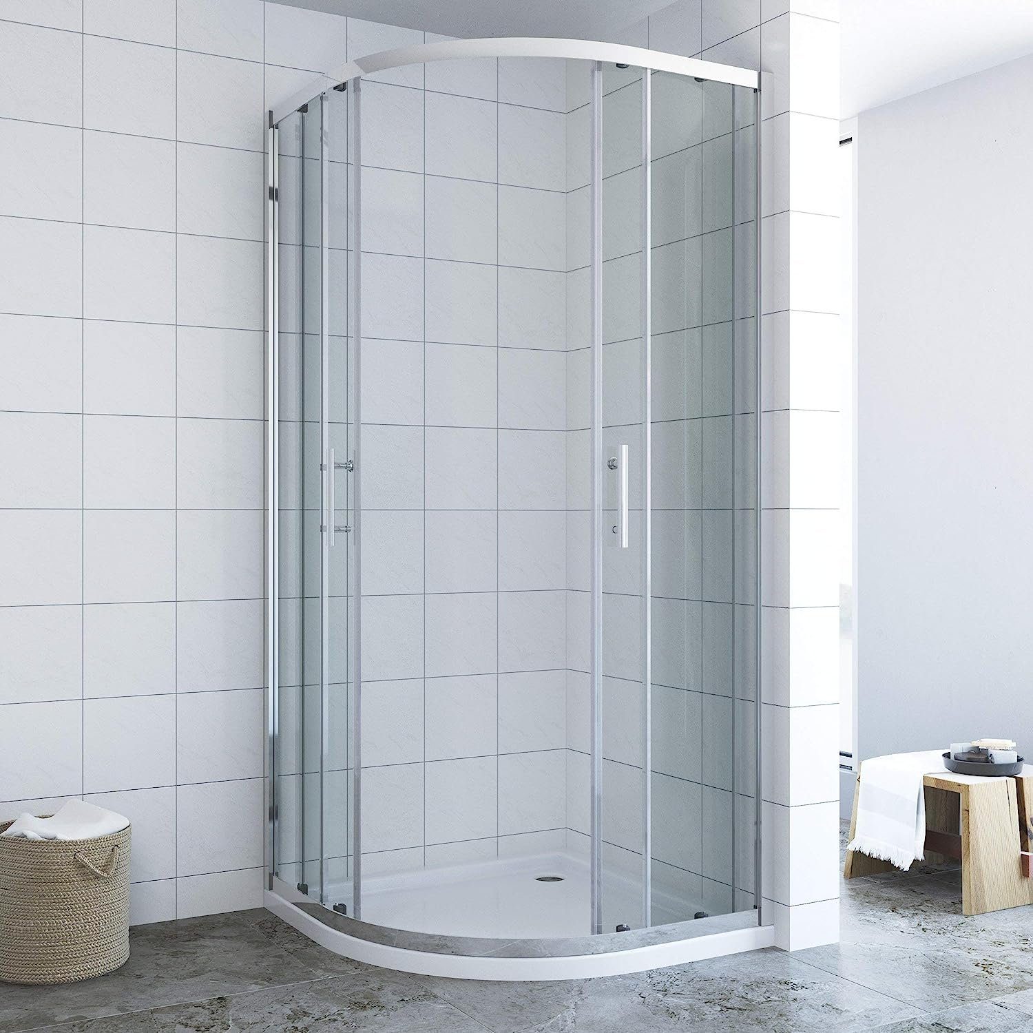 AQUABATOS Runddusche Viertelkreis Duschkabine Schwarz 80x80 günstig online kaufen