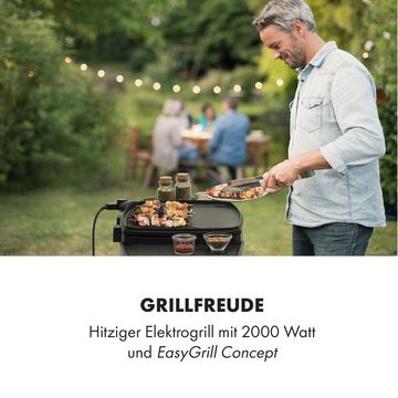 Klarstein Kontaktgrill Gatsby, 2000 W, große Seitentische, Grillplatte mit Antihaft-Beschichtung