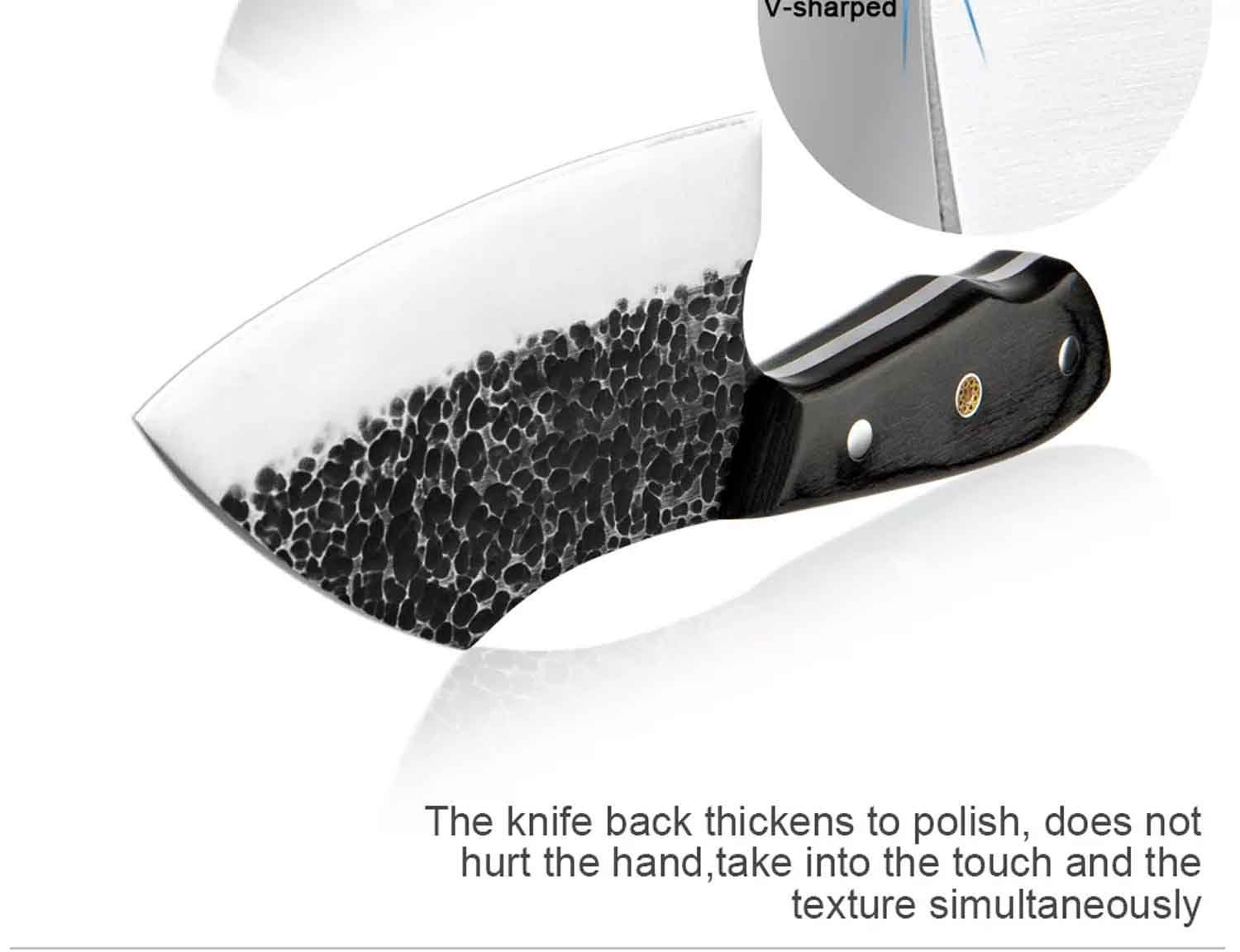 geschmiedetem, Muxel Chinesisches mit Lederscheide Hackmesser aus Kochmesser hochwertigem schwer Handgefertigtes