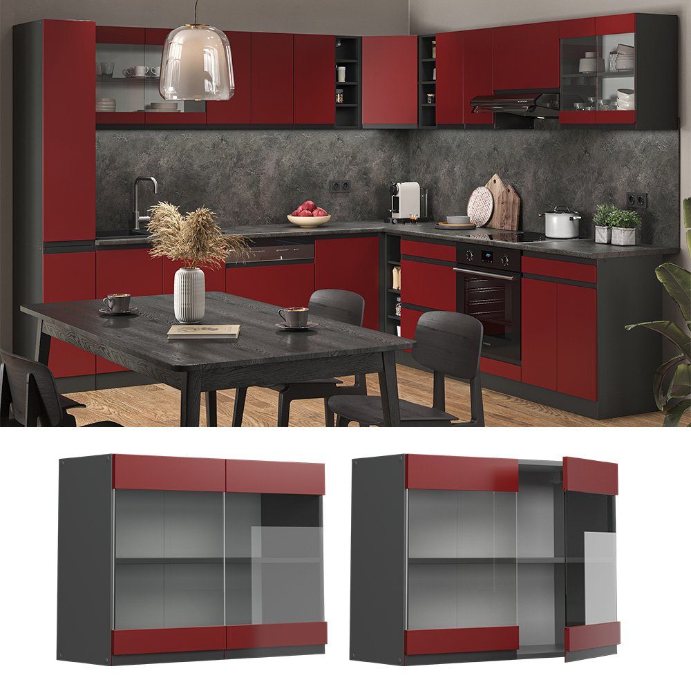 Vicco Glashängeschrank R-Line, Rot/Anthrazit, 80 cm günstig online kaufen