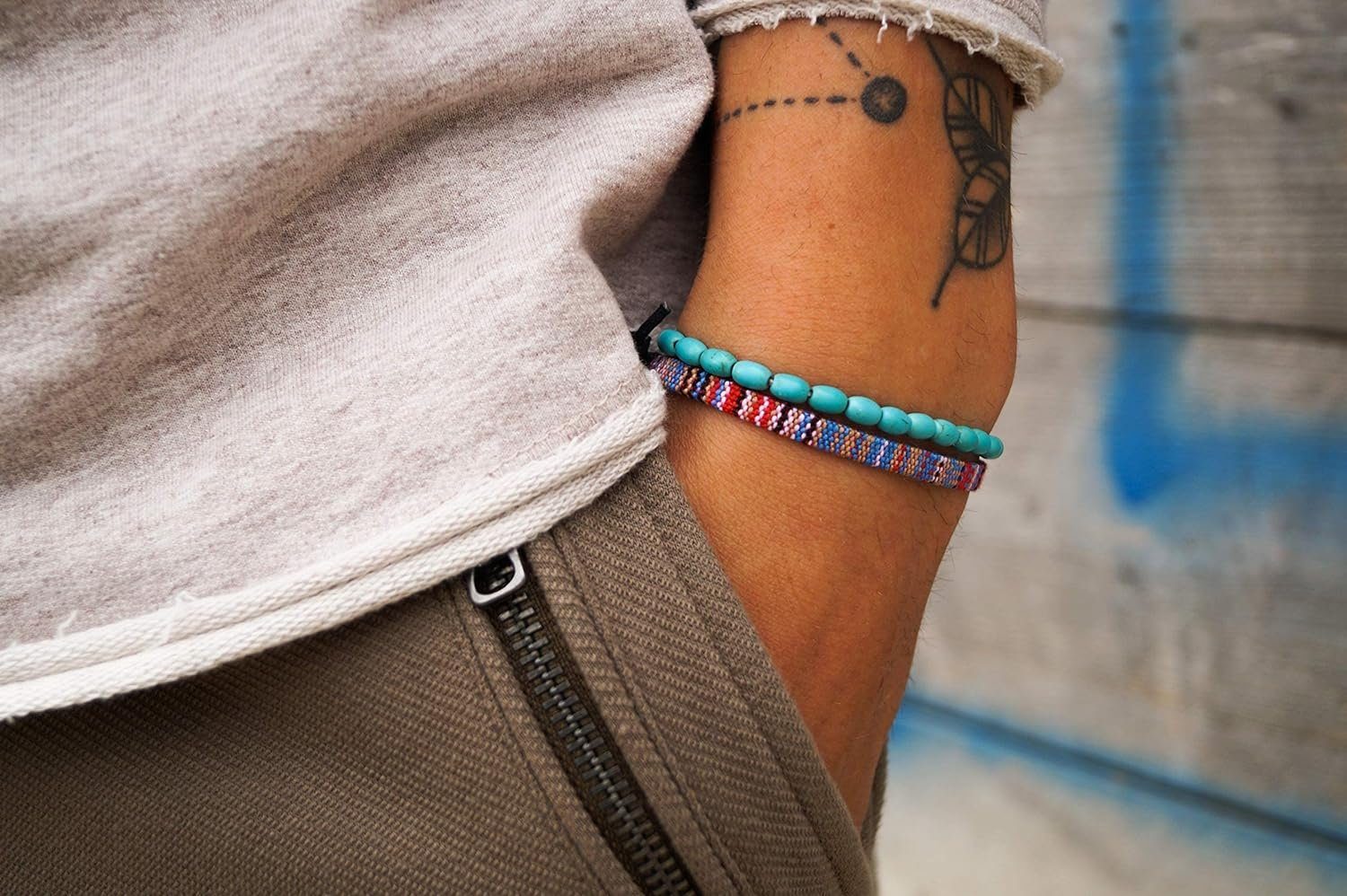 Made by Nami Armband Set 2x Surfer Armband Damen & Herren Perlenarmband Freundschaftsarmbänder (Set, 2), Surfer Schmuck Boho Armband Sommer Hippie Style