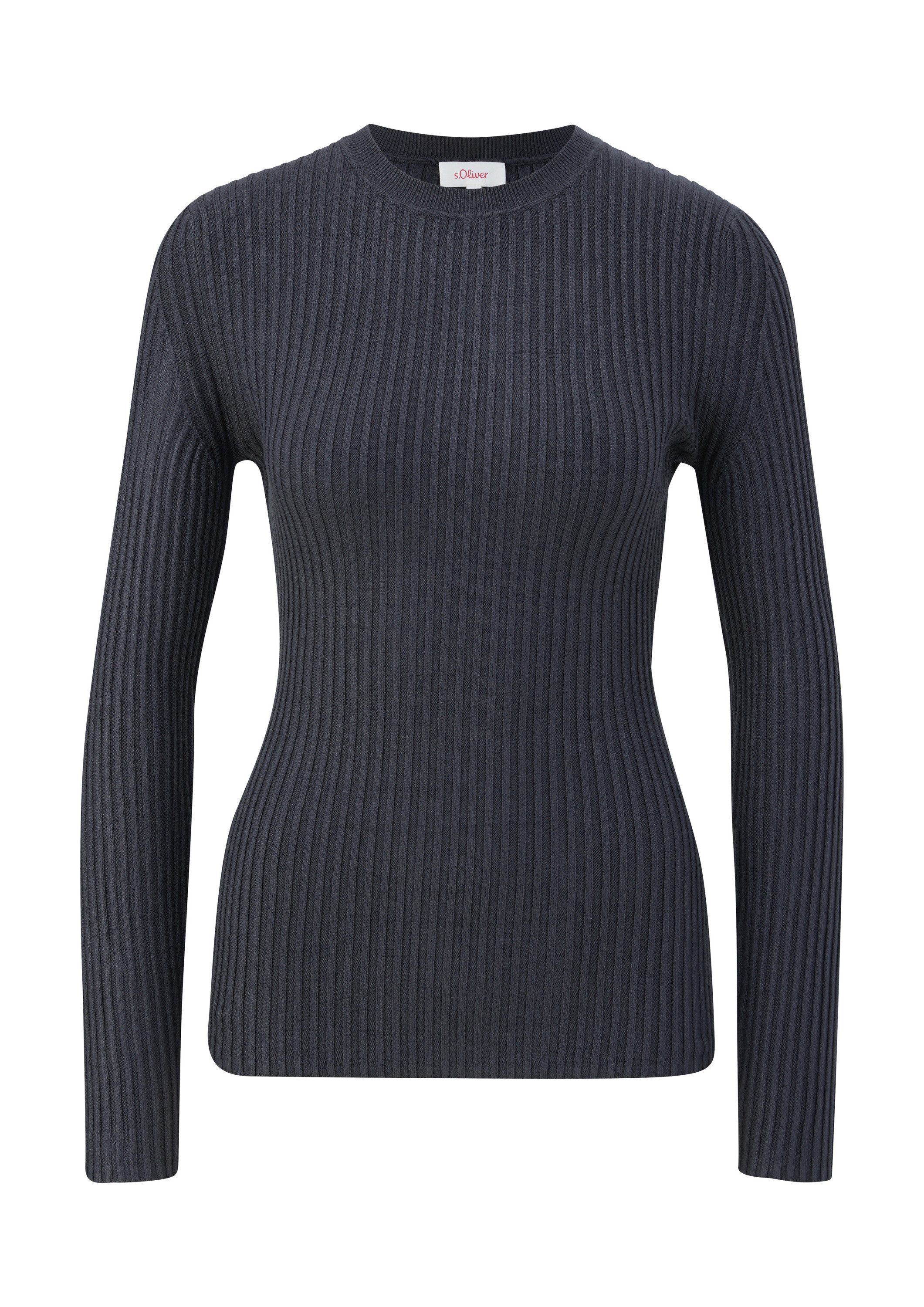 s.Oliver Longpullover Strickpullover Rippstrickpullover aus Viskosemix günstig online kaufen