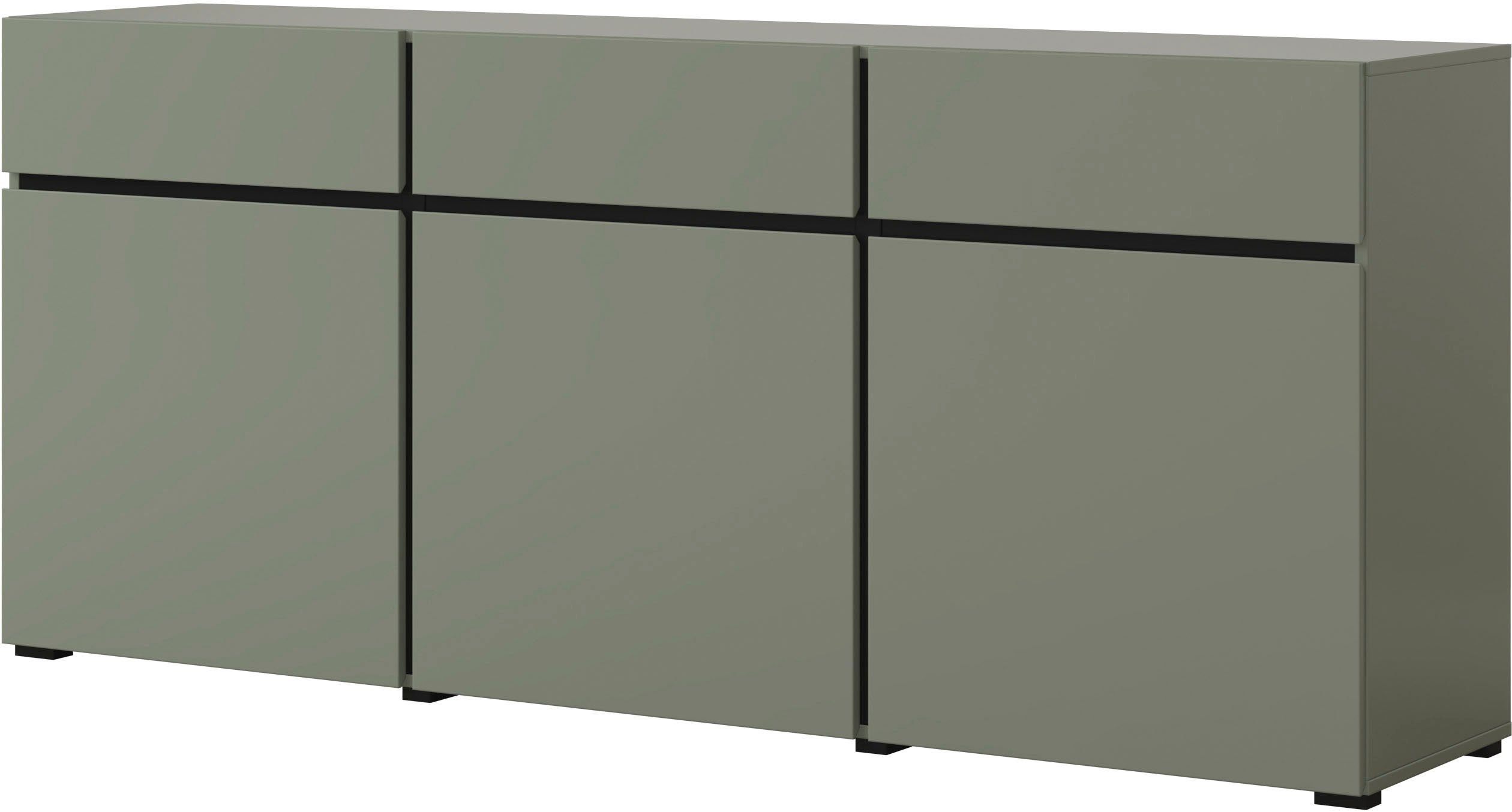 OTTO home Sideboard Cross,Breite 180 cm, moderne grifflose Kommode,3 Türen/3 Schubkästen, Schubladenschrank mit viel Stauraum, Einlegeböden verstellbar