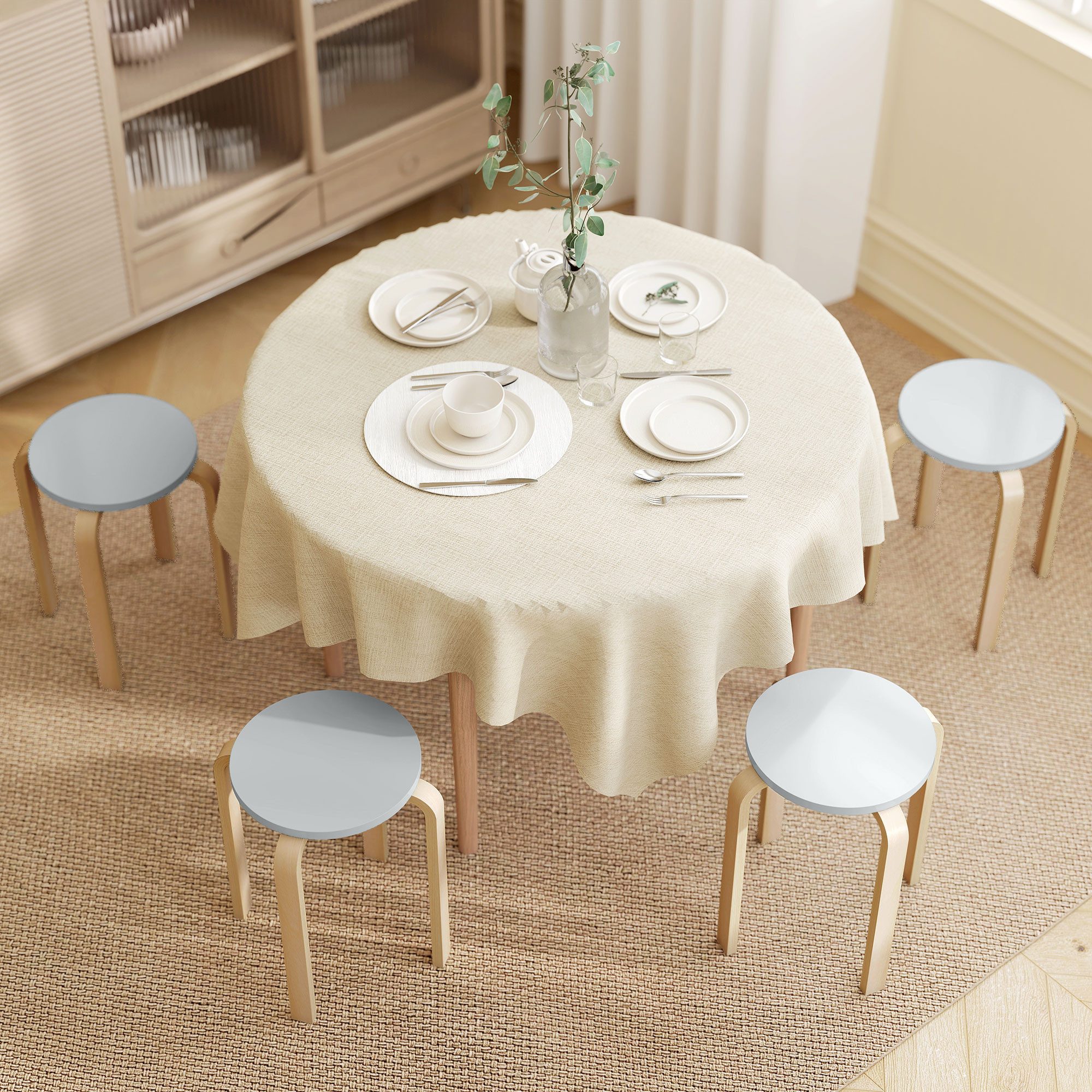 HOMCOM Hocker (Runde Kleiner Hocker, 4 St., Stapelbar Esszimmerhocker), für günstig online kaufen