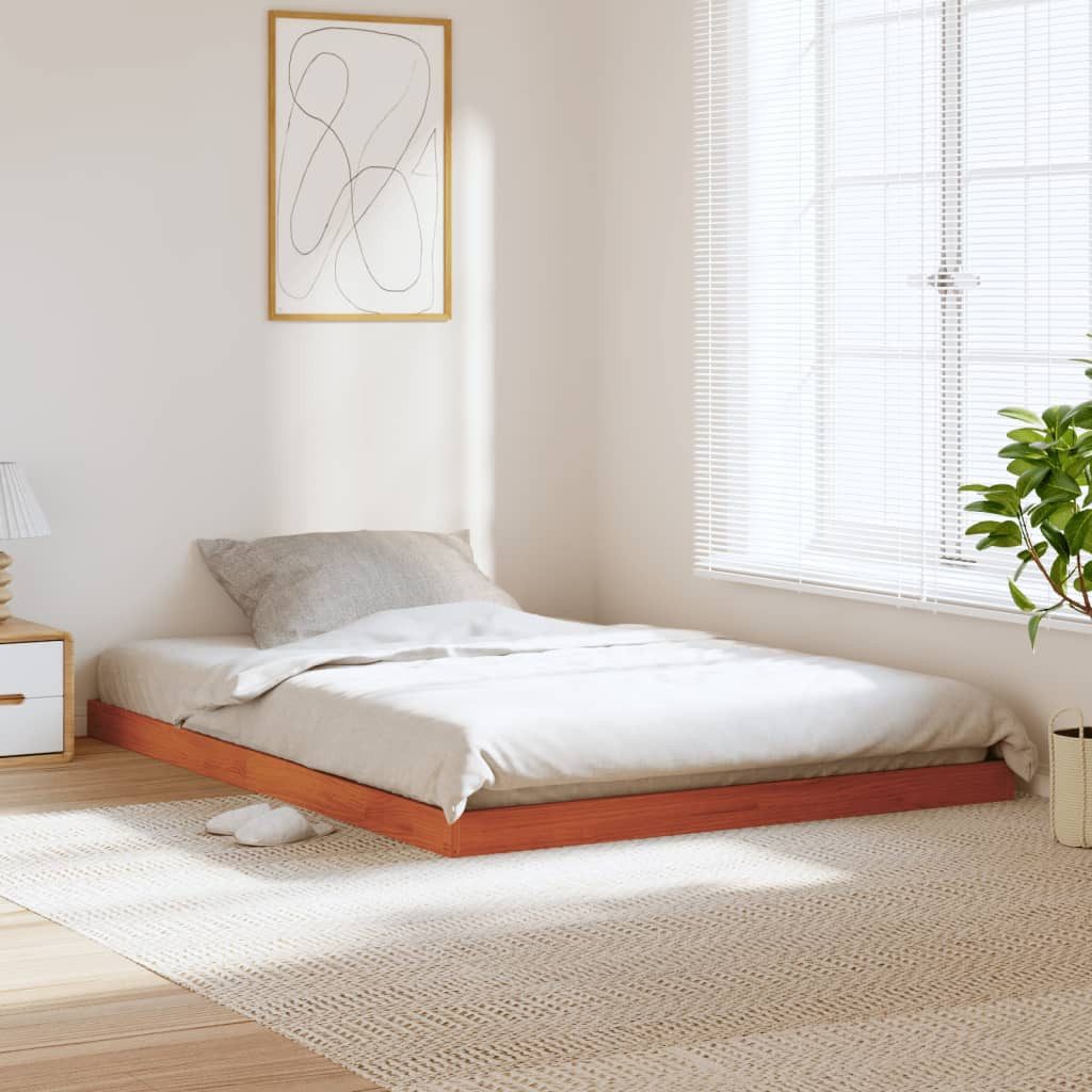 vidaXL Bett, Massivholzbett Wachsbraun 140x190 cm Kiefer günstig online kaufen