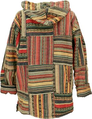 Guru-Shop Sweater Goa Unisex Kapuzenshirt, Stonewash Patchwork.. Hippie, Ethno Style, alternative Bekleidung