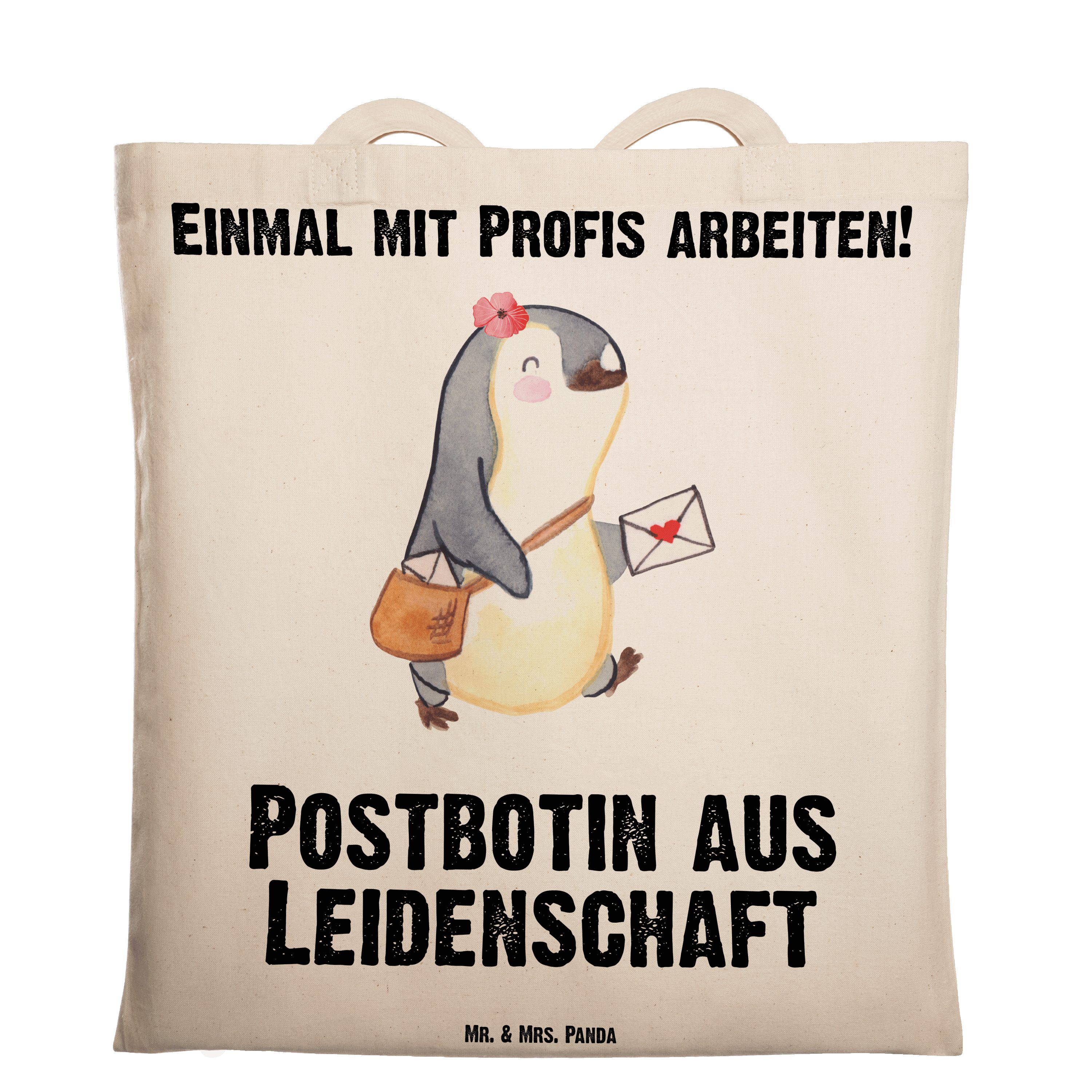 Mr. & Mrs. Panda Tragetasche Postbotin aus Leidenschaft - Transparent - Geschenk, Briefträgerin, P (1-tlg)