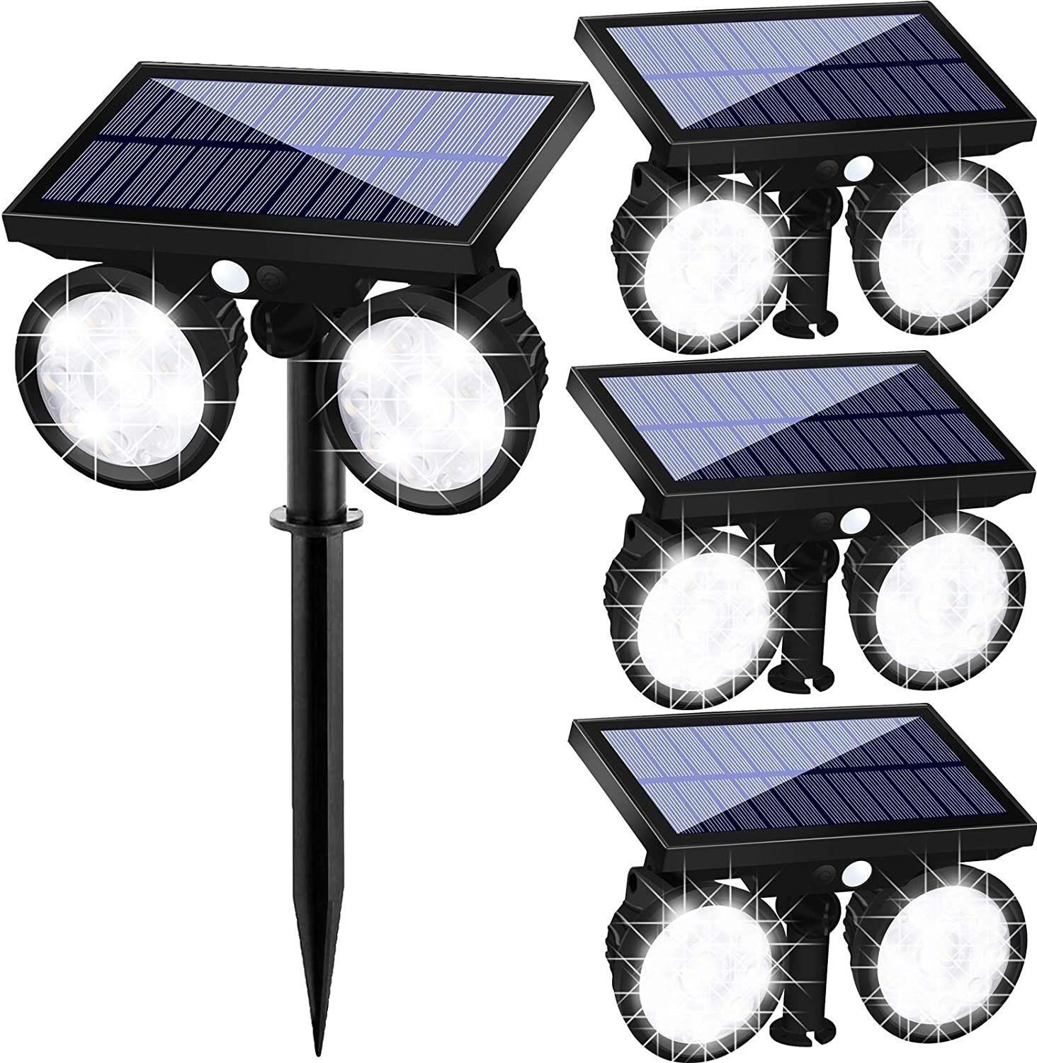 Coisini LED Solarleuchte Superhell Solarmodu 4Stk.24LED Spotlicht Landschaftsbeleuchtung