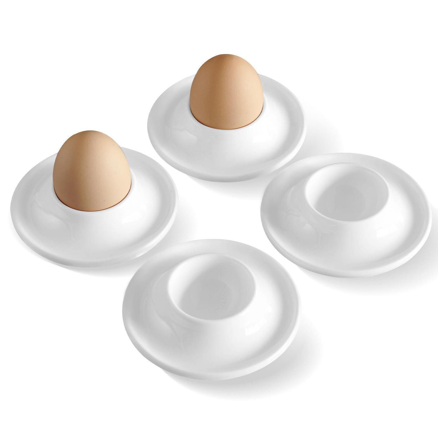 LuxusKollektion Eierbecher Eierbecher Porzellan 4er Set Weiß