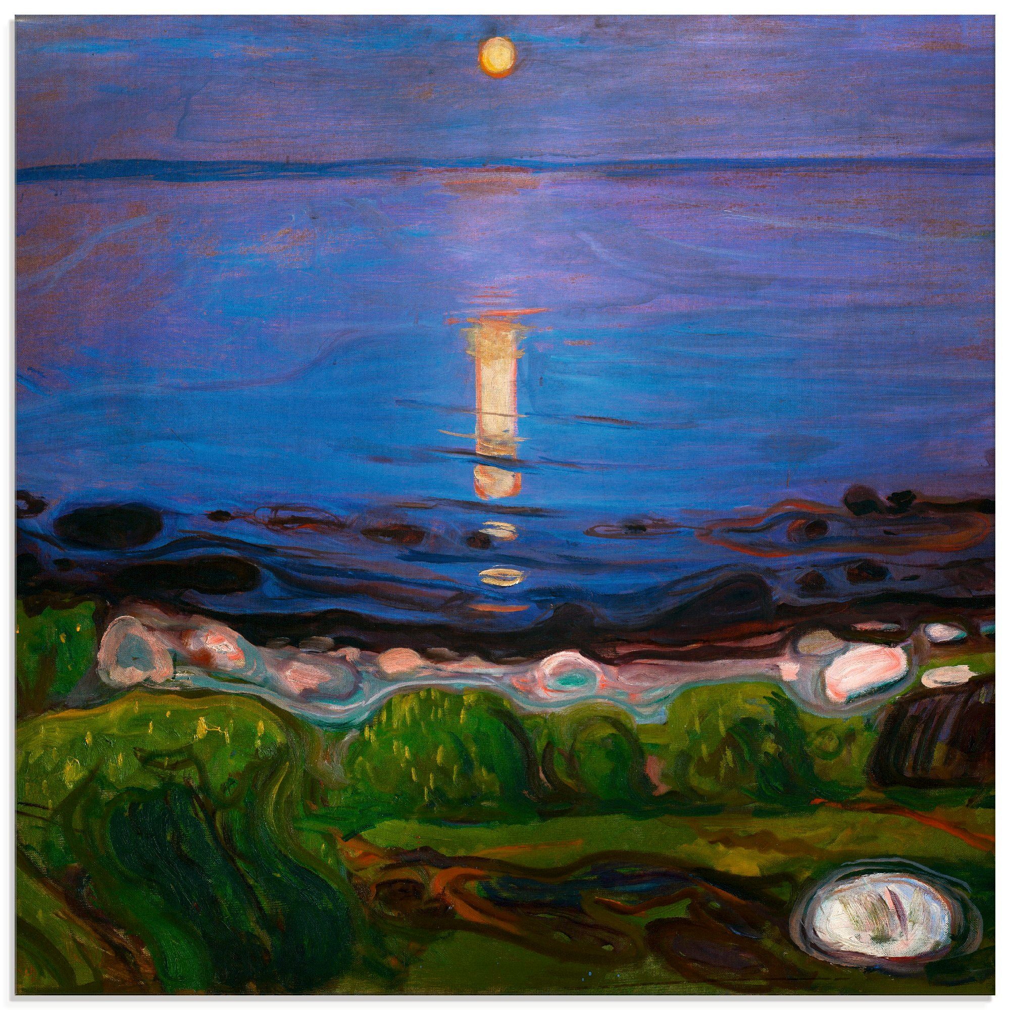 Artland Glasbild Sommernacht Gewässer in Meeresstrand., verschiedenen St), am (1 Größen