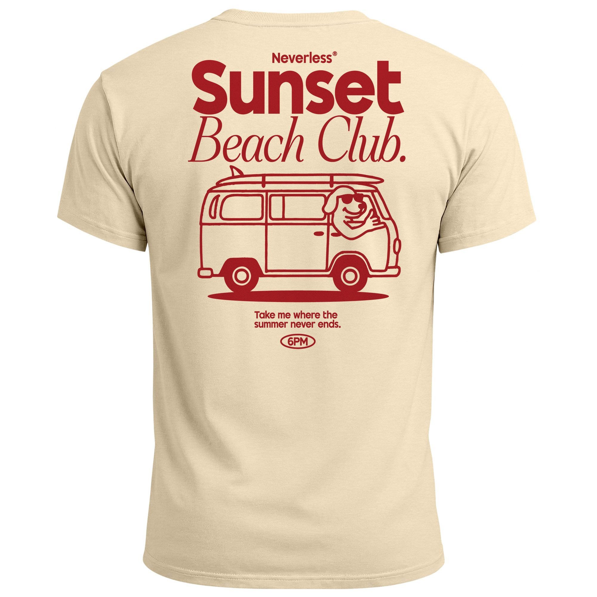 Neverless Print-Shirt Herren T-Shirt Sunset Beach Club Retro Shirt– Sommer Rückendruck im mit Print