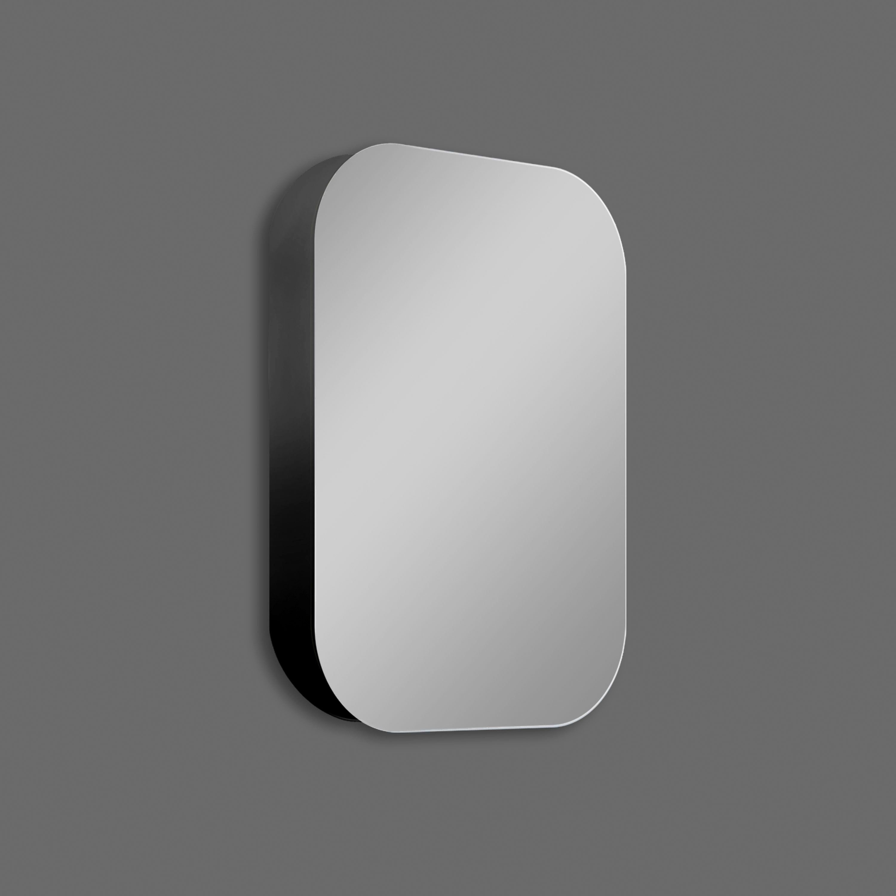 Talos Badezimmerspiegelschrank oval, BxH: schwarz Echtglas, aus IP24, und Alumunium 40x60 cm
