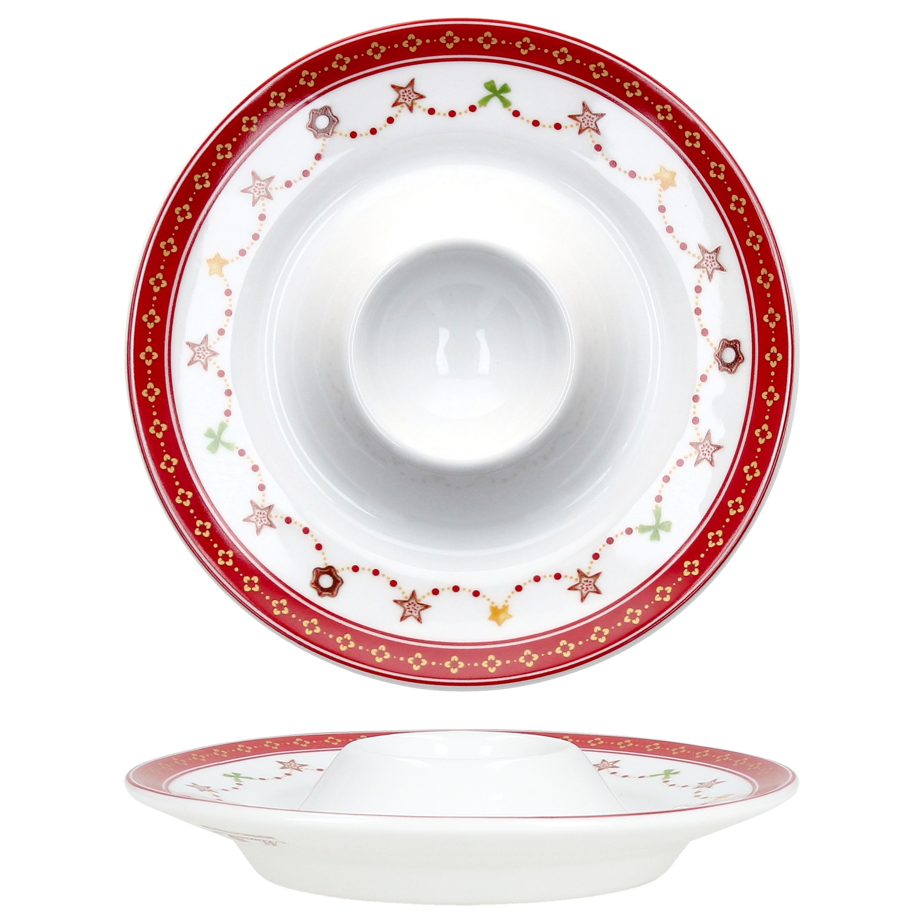 MamboCat Eierbecher 6x Weihnachtstraum Eierbecher mit Ablage Porzellan 6 Pers. Frühstück, Weihnachtsgeschirr, Weihnachten, Weihnachtsset, Geschirr