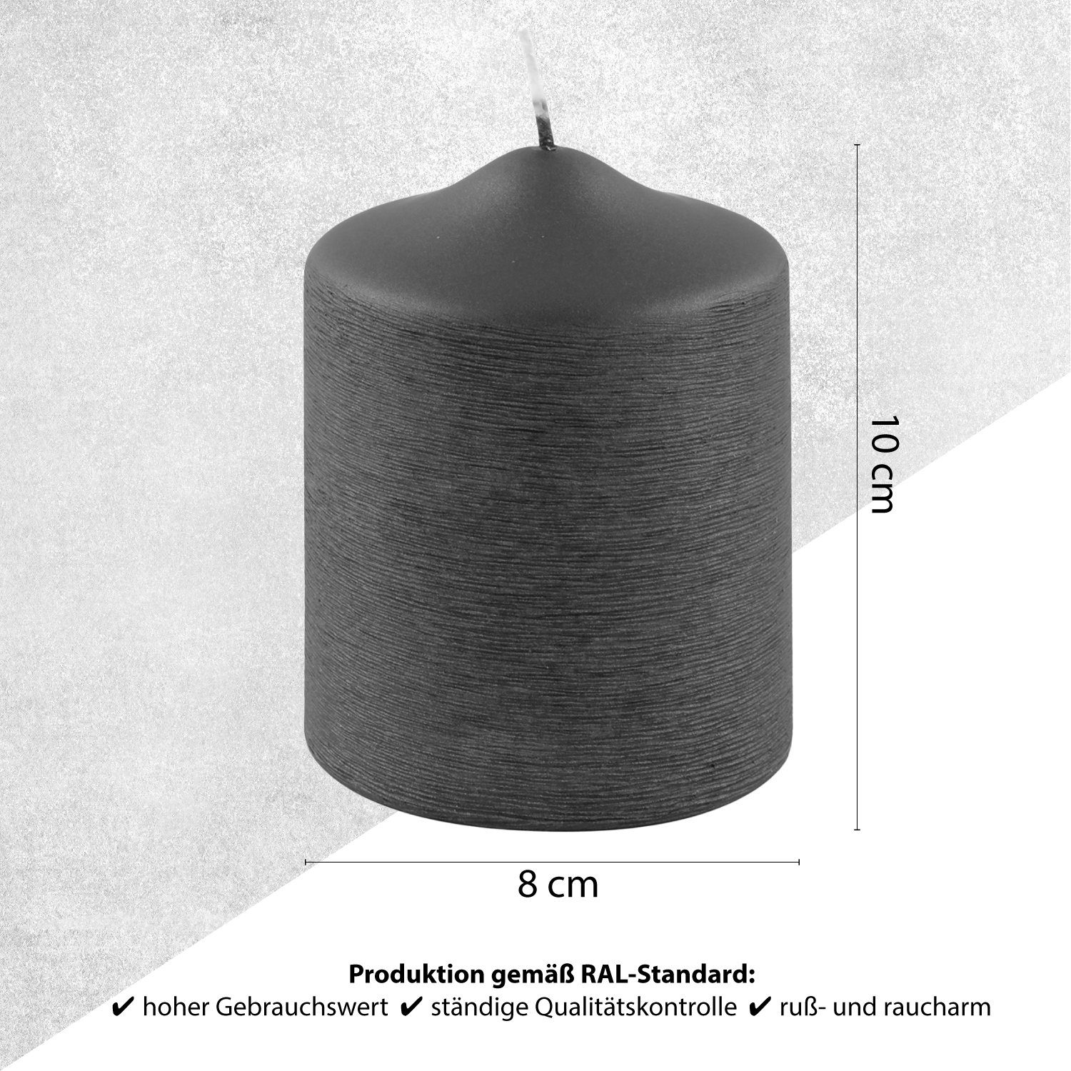 Fink Adventskerze FINK Stumpenkerze Candle - grau - H. 10cm x B. 8cm x D. 8cm (1 Stück)