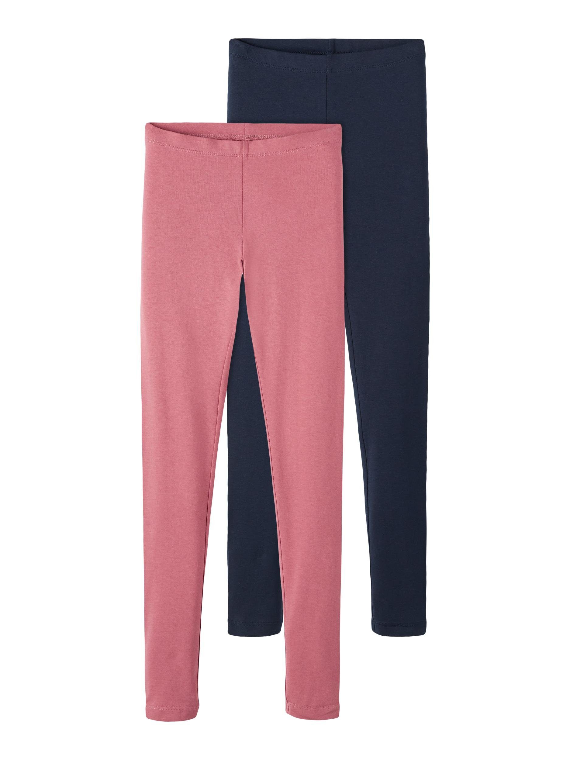 Name It Leggings Name It Mädchen Leggings im Doppelpack aus Bio-Bau (2-tlg) Deco Rose-Dark Sapphire